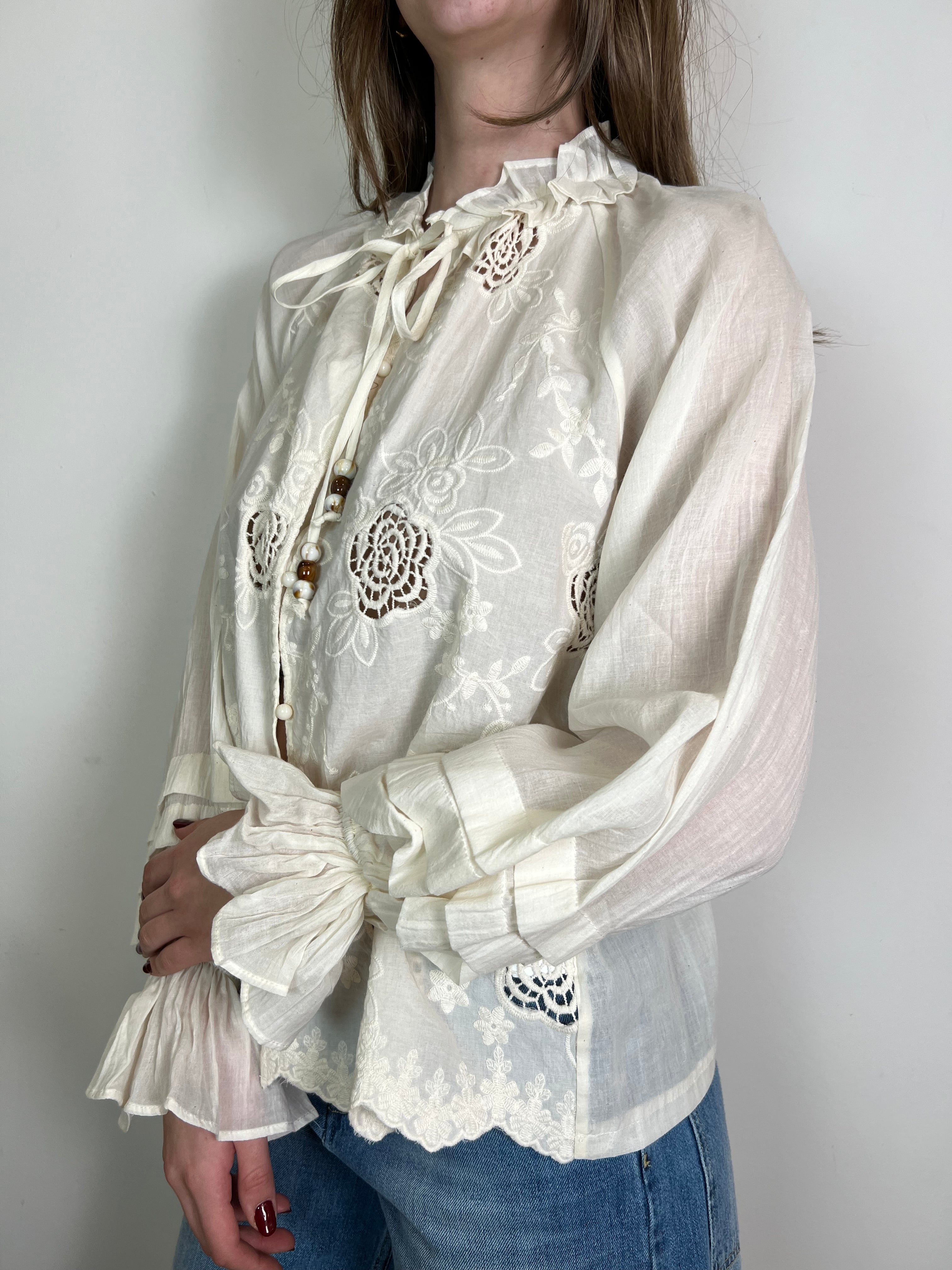 Camicia ricami burro - Haveone