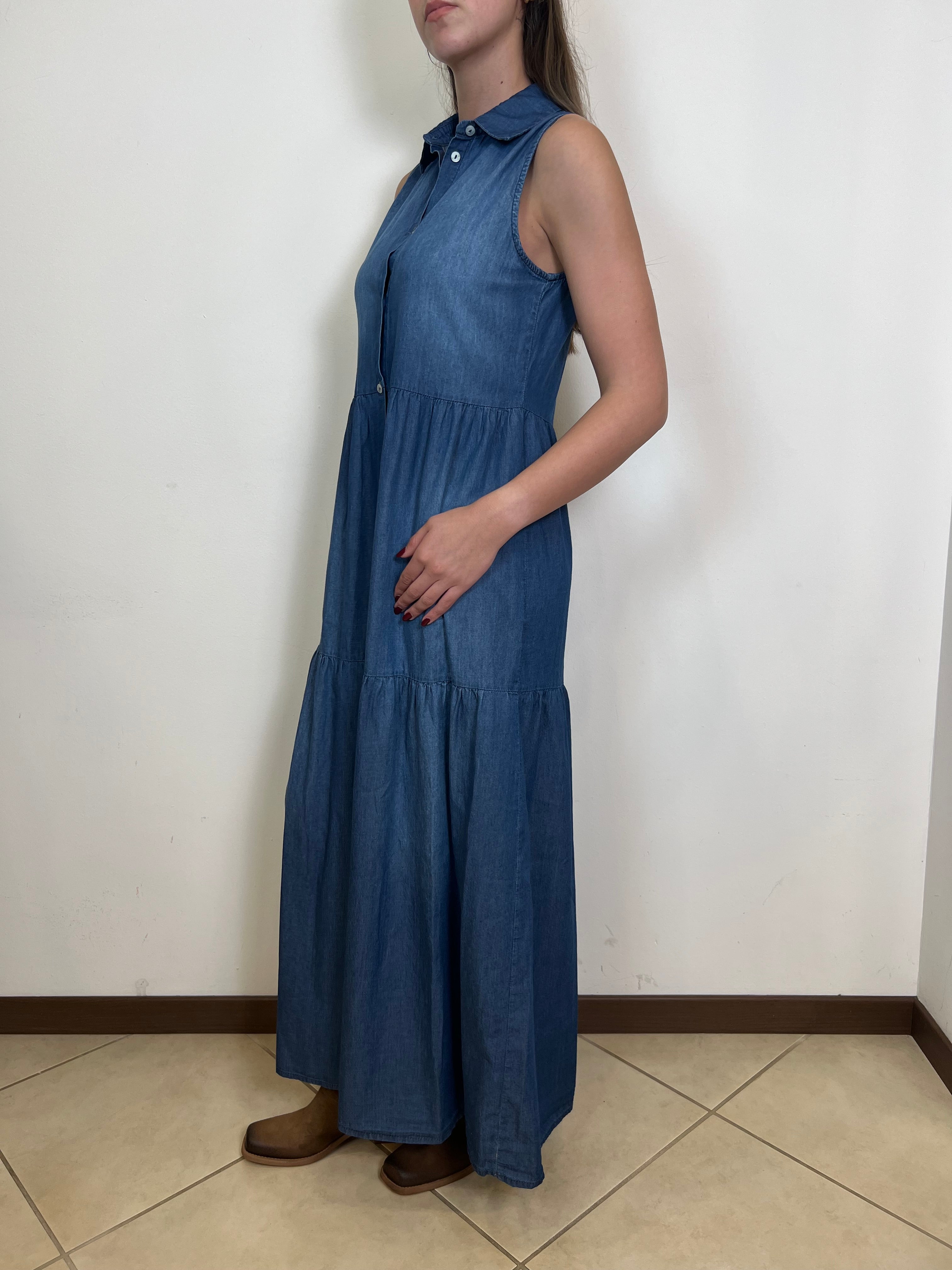 Chemisier lungo chambray smanicato - Haveone