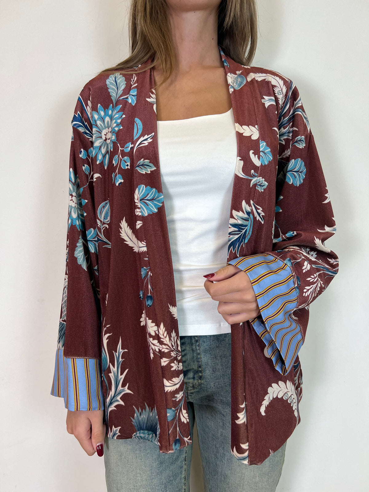 Kimono ciniglia “Nomad” bordeaux - Haveone