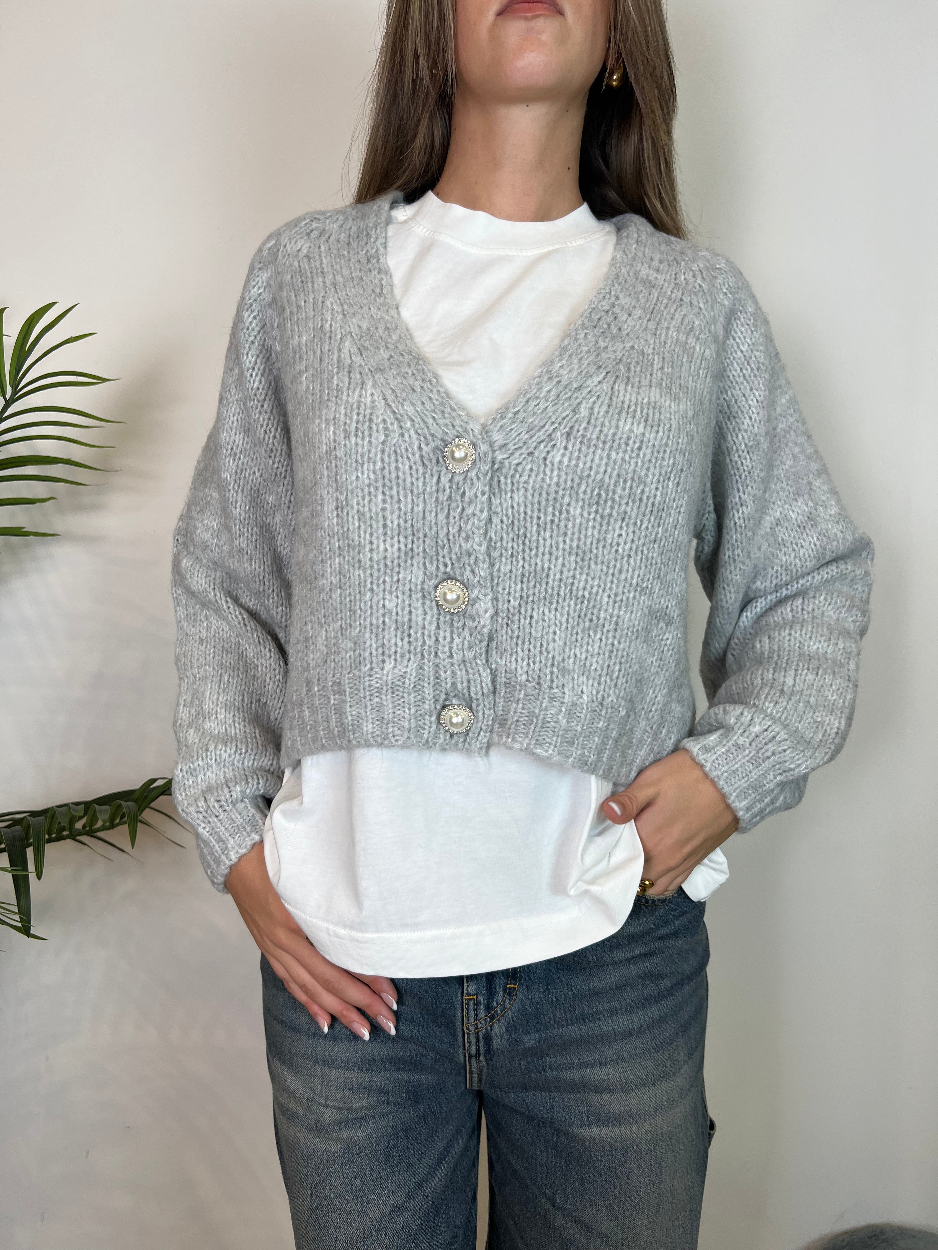 Cardigan bottone gioiello - Haveone