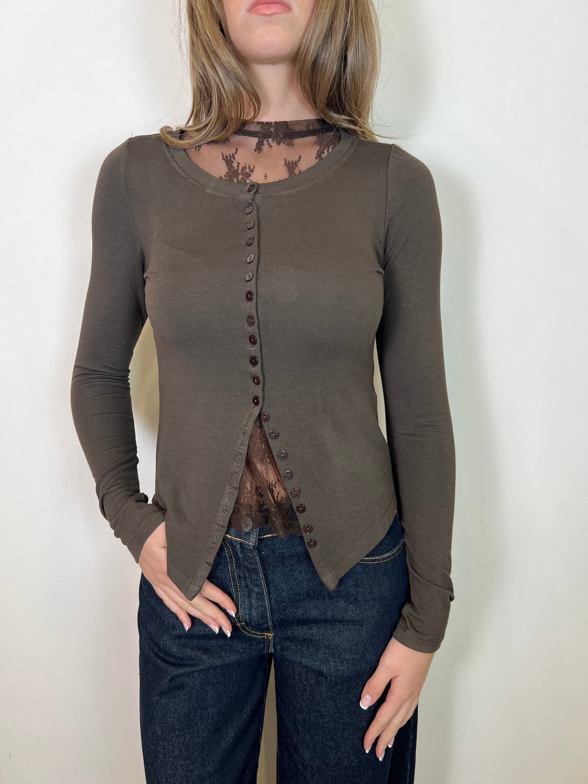 Twin set maglia con canotta pizzo - Haveone