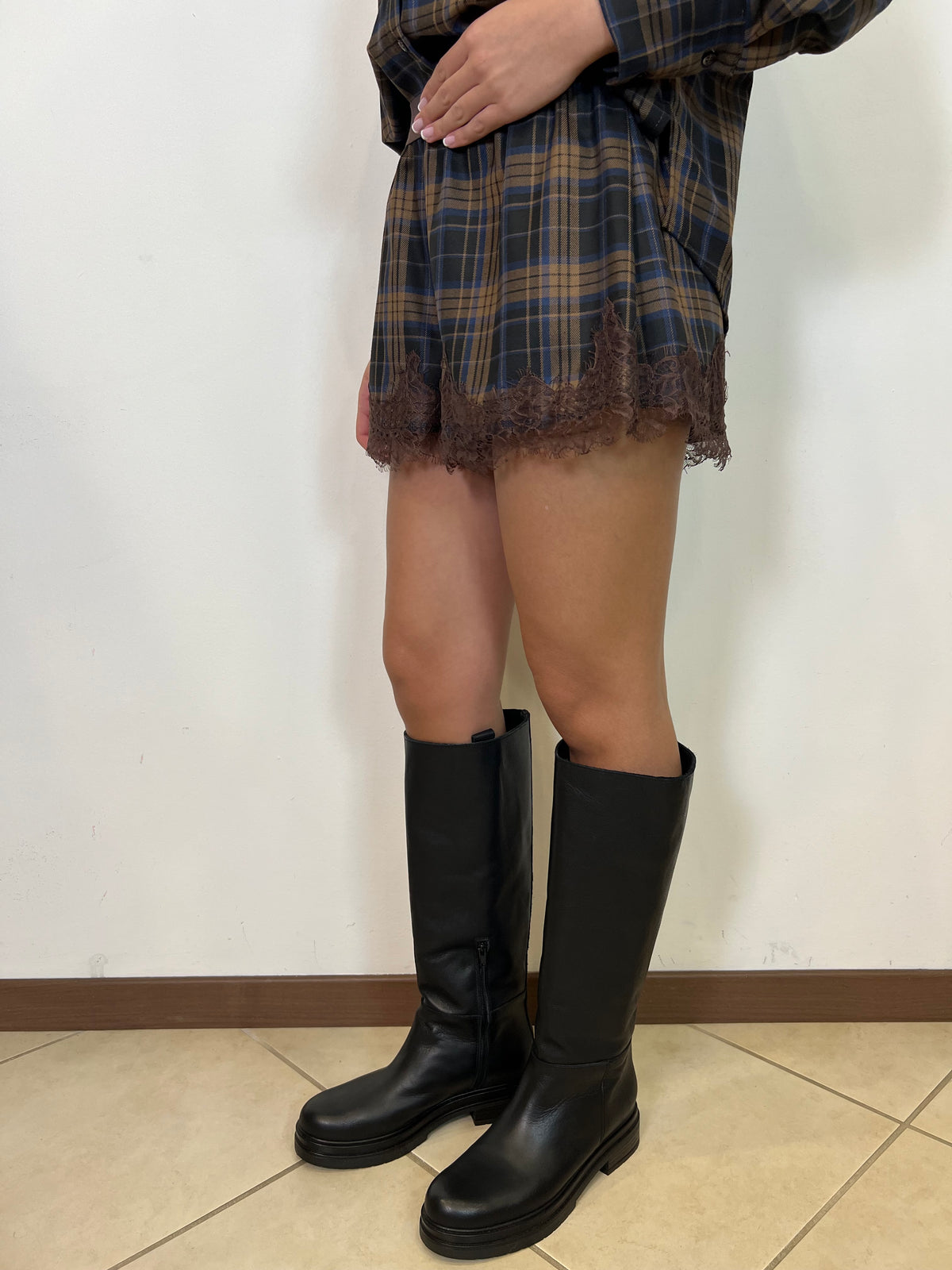 Short check cammello e blu - Haveone