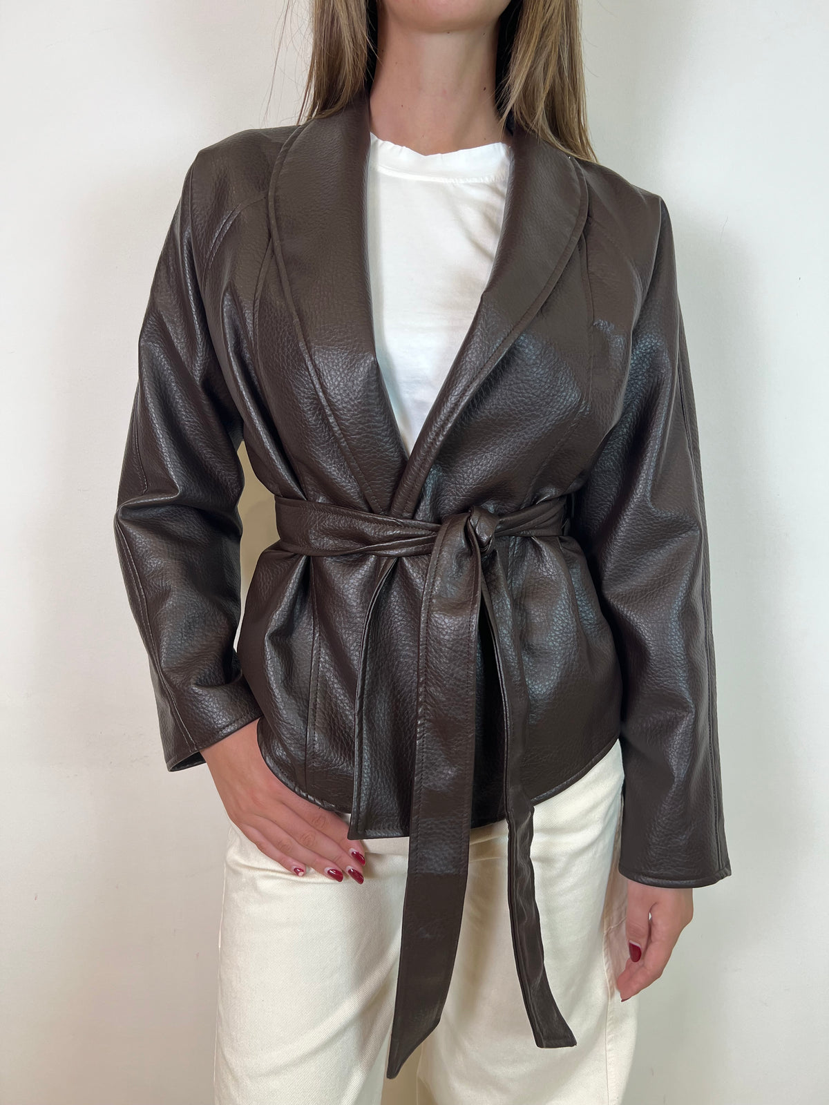 Giacca ecopelle con cintura - Vicolo