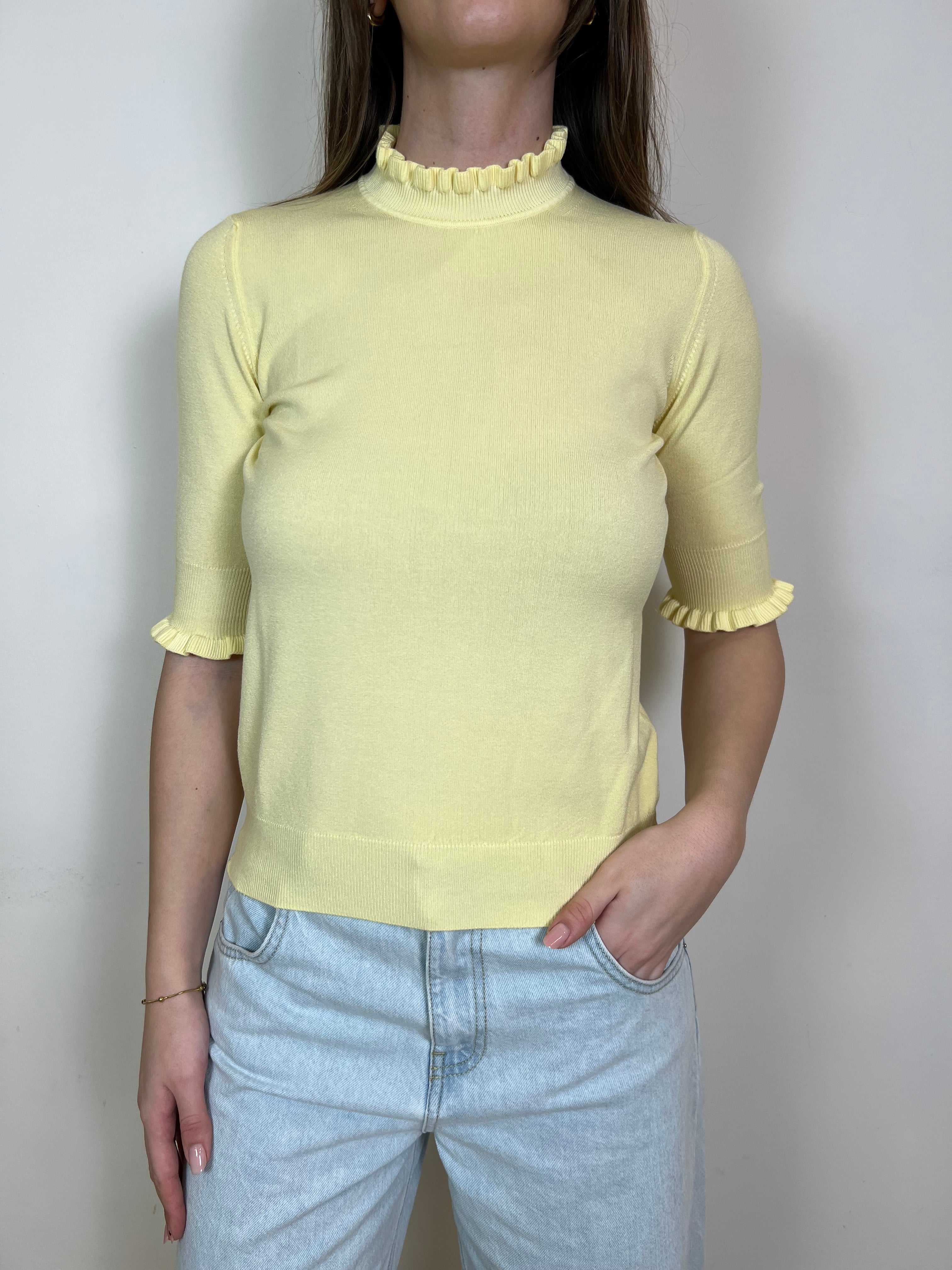 Maglia collo e maniche tre quarti rouches - Haveone