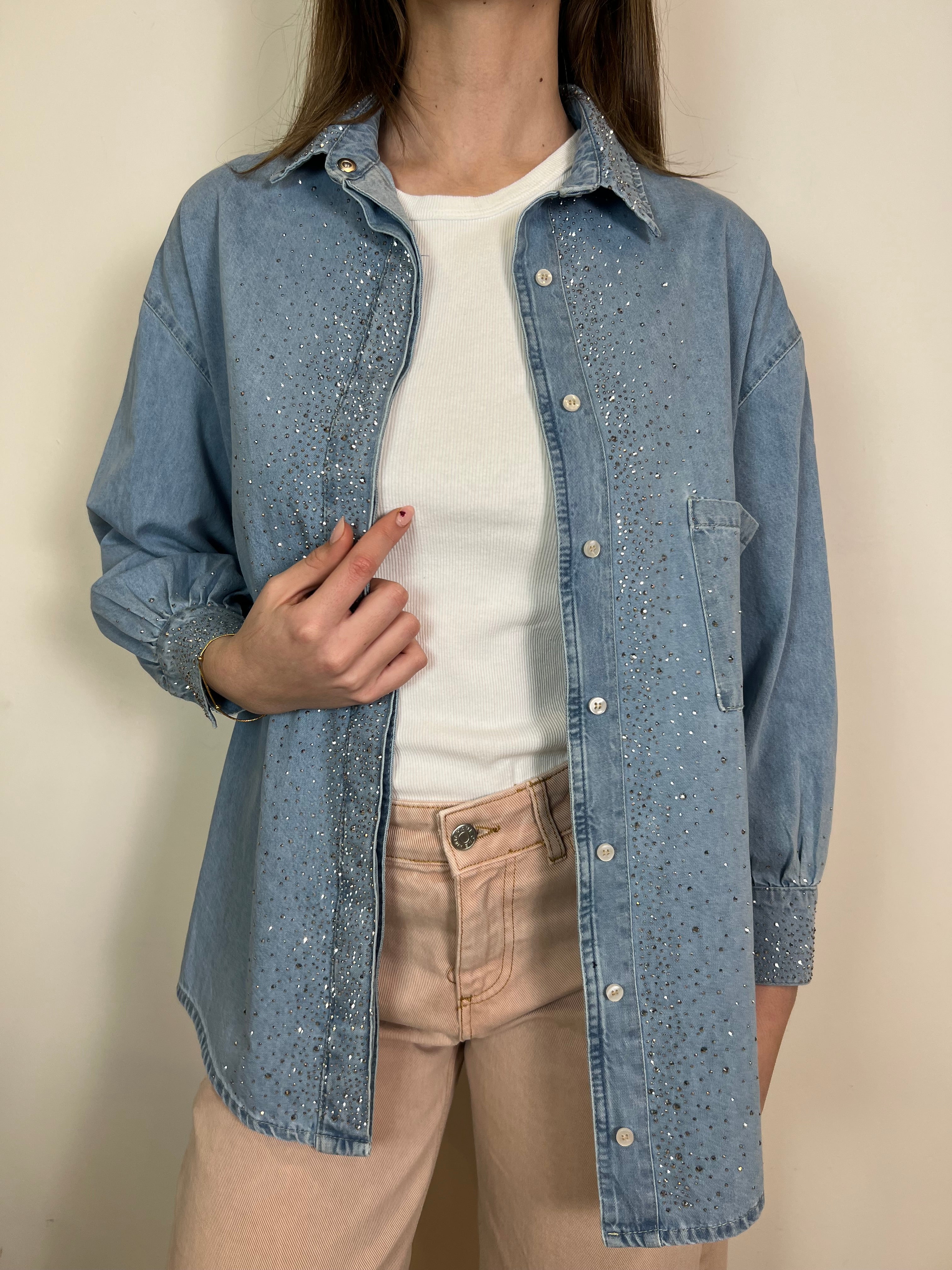 Camicia jeans strass - Haveone
