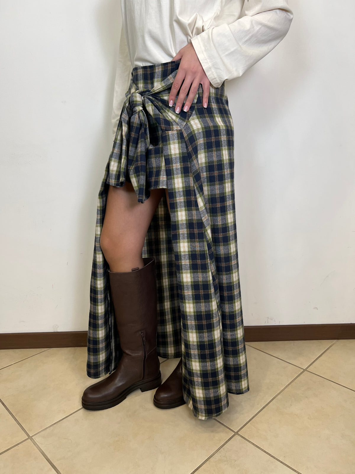Gonna camicia flanella lunga - Haveone