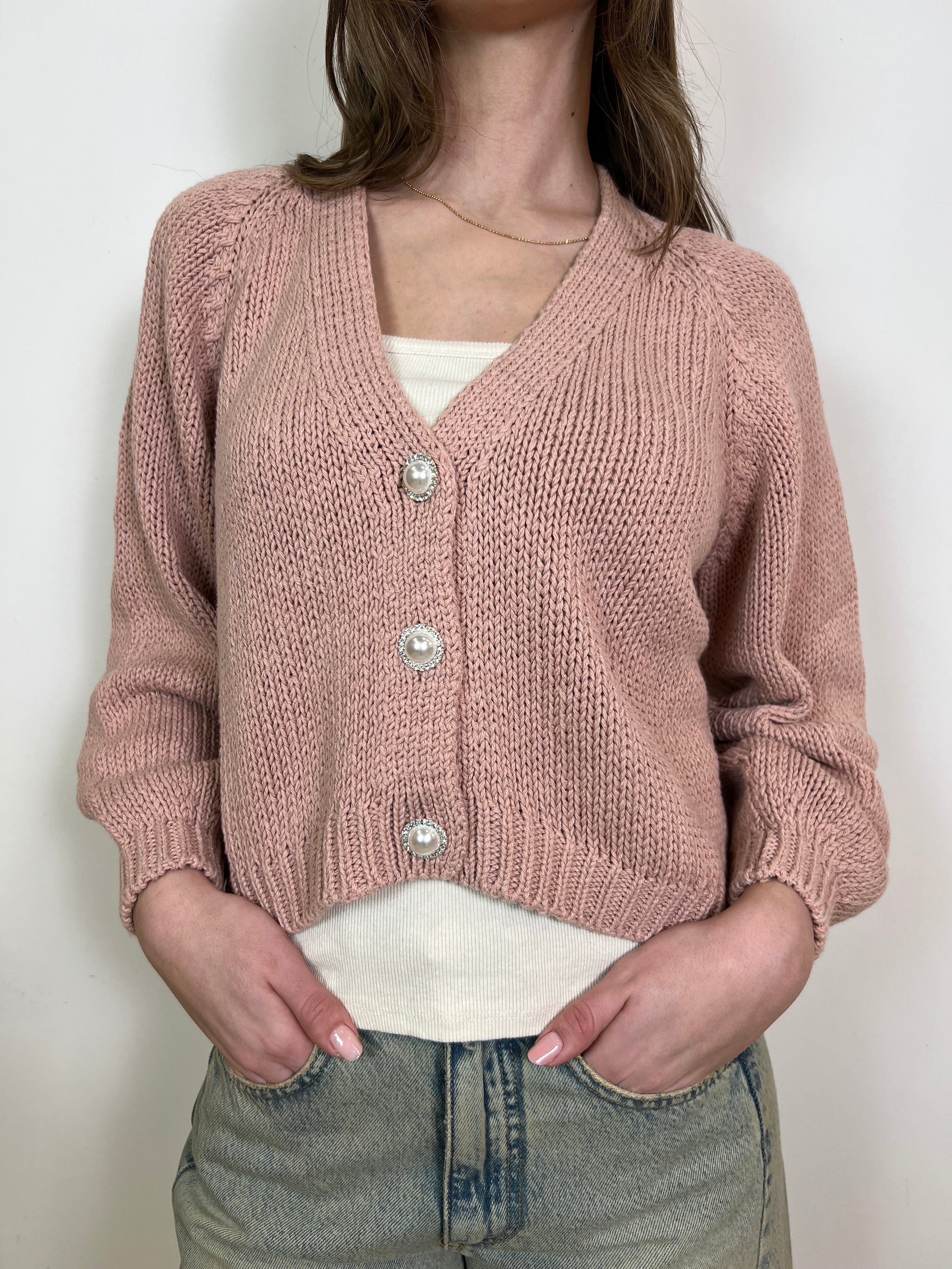 Cardigan bottone gioiello - Haveone