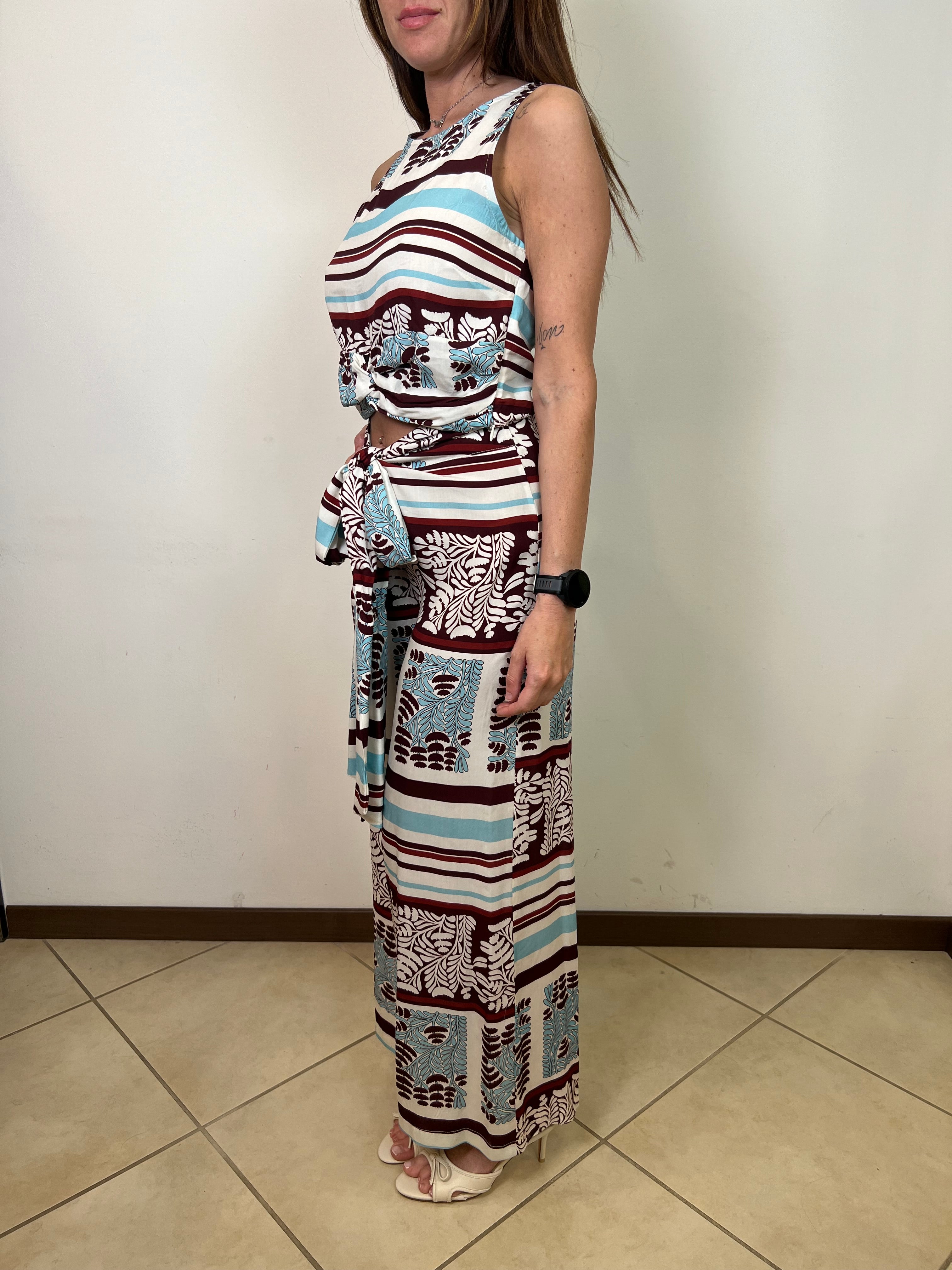 Pantalone fantasia celeste nodo davanti - Haveone