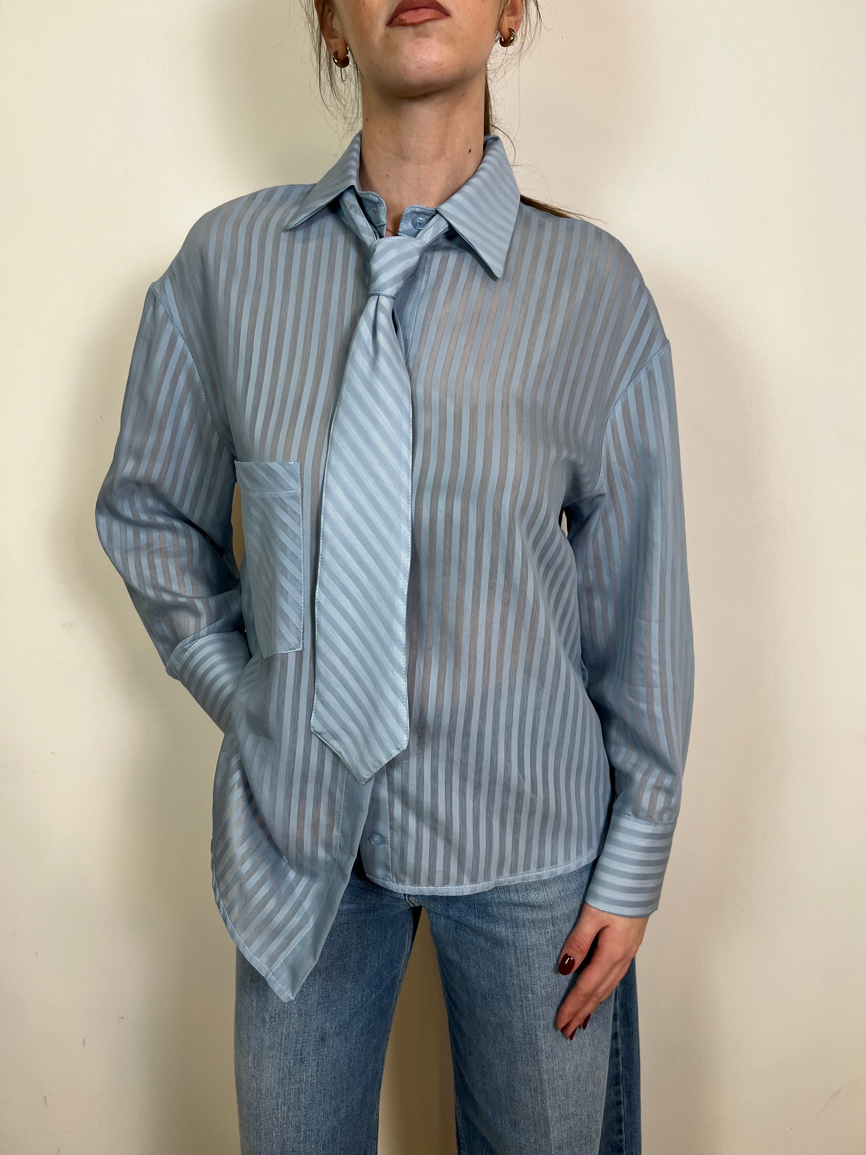 Camicia righe trasparenti con cravatta - Haveone