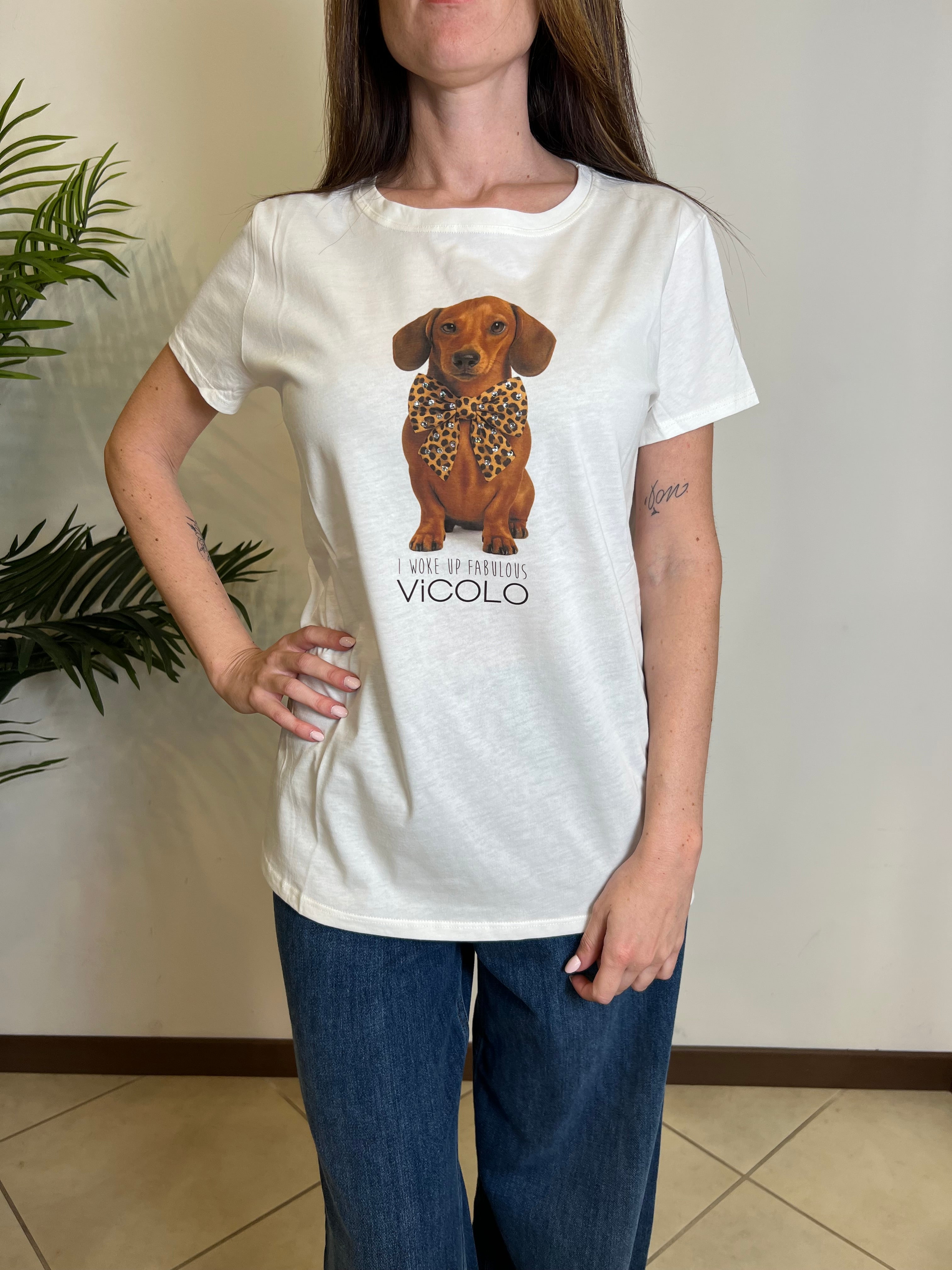 T-shirt cane fiocco maculato - Vicolo
