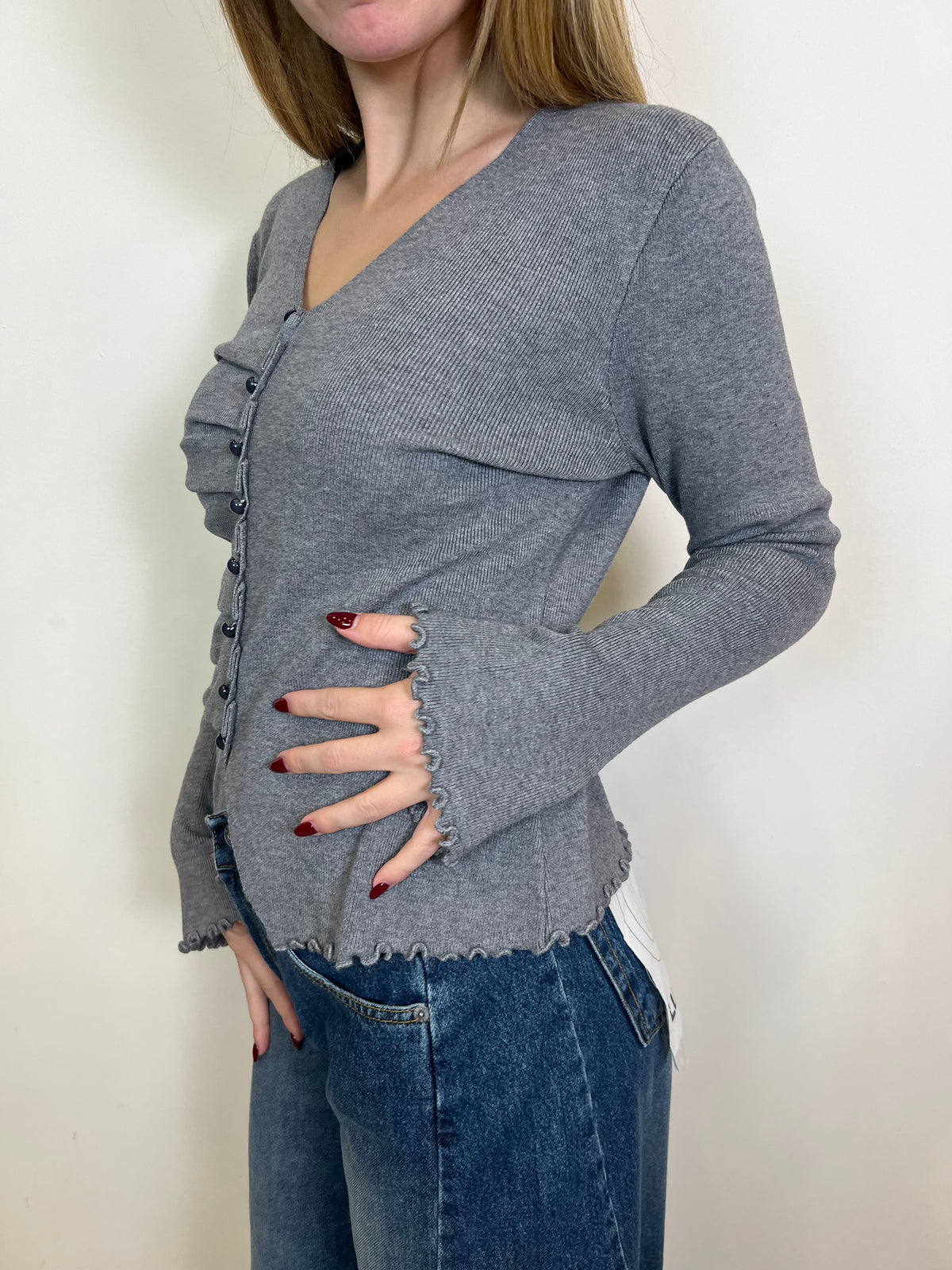 Maglia cardigan bottoncini scollo v - Haveone