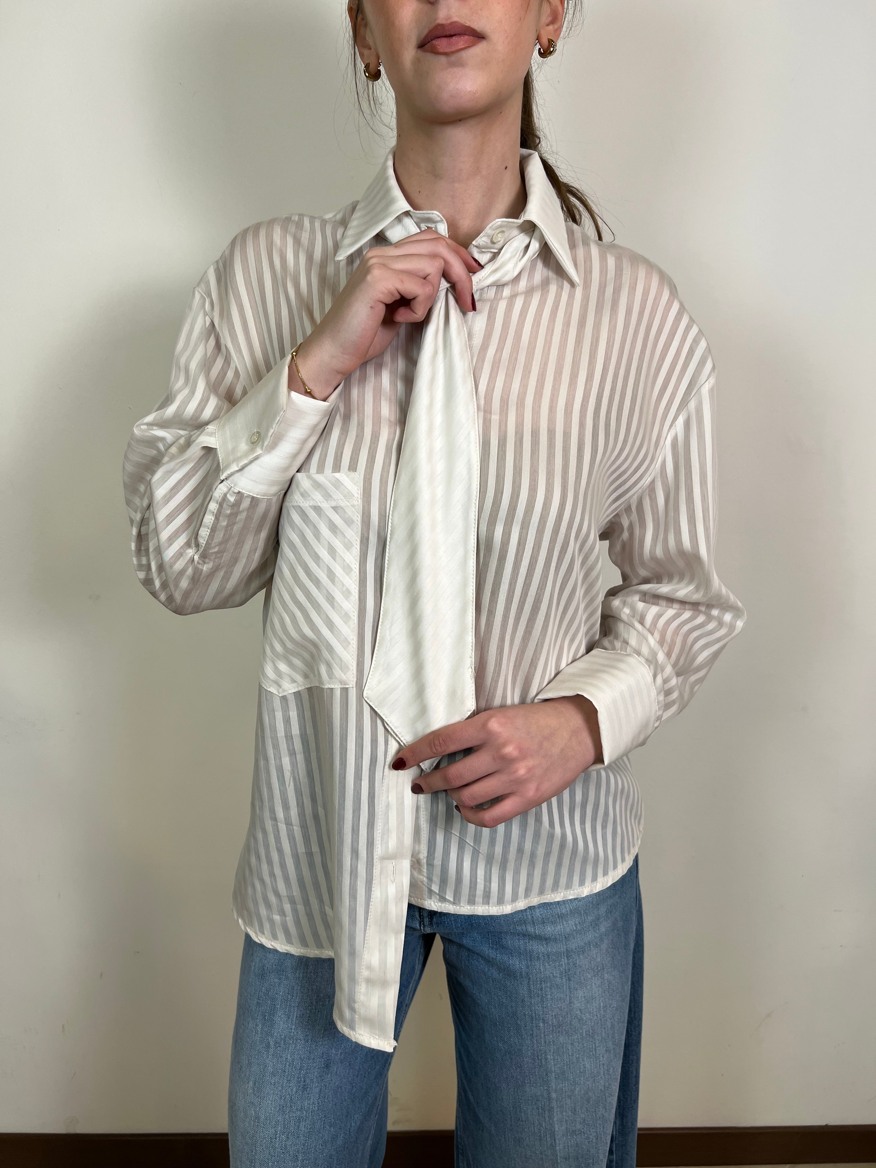 Camicia righe trasparenti con cravatta - Haveone