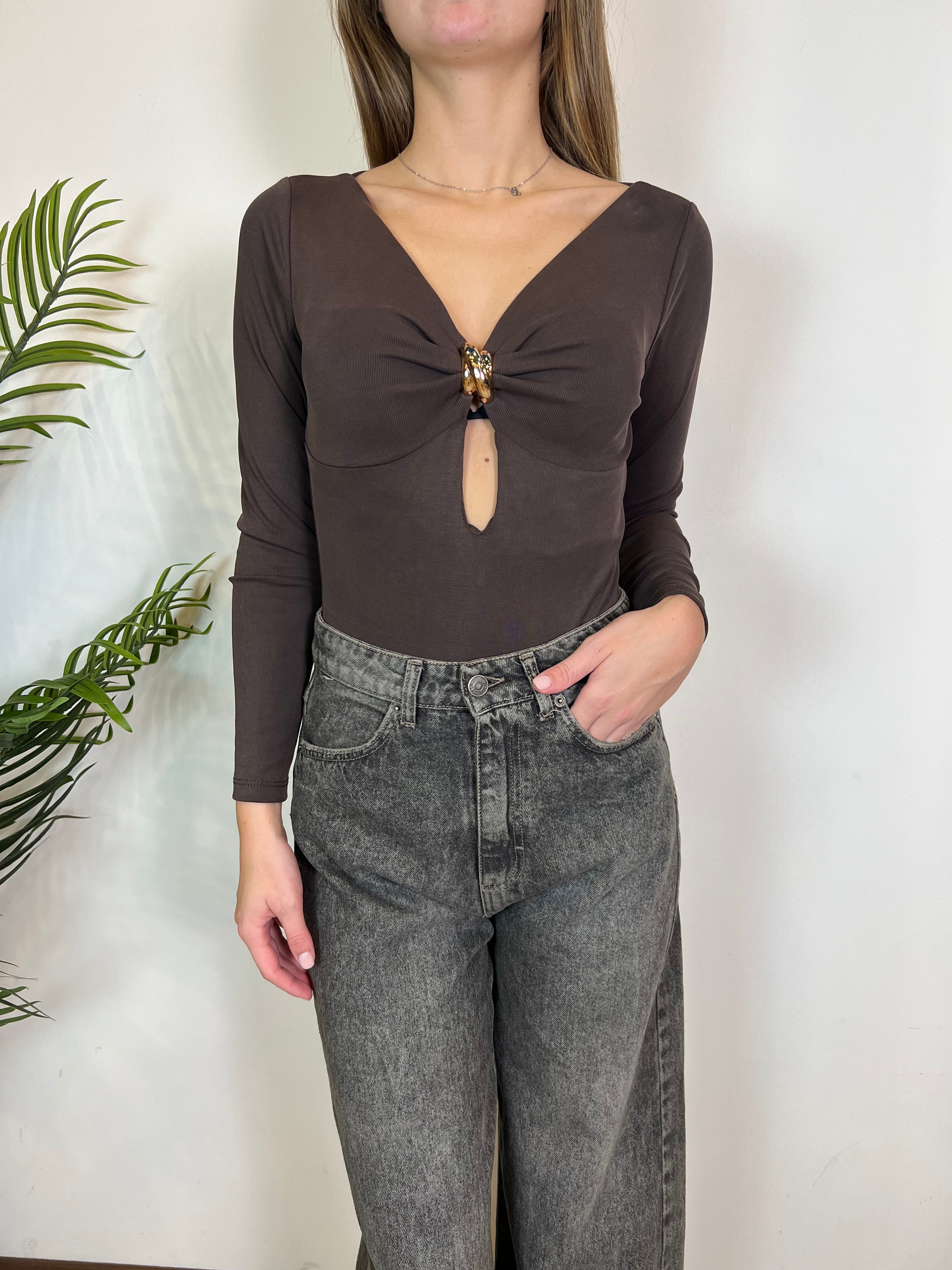 Body scollo V dettaglio gioiello - Haveone