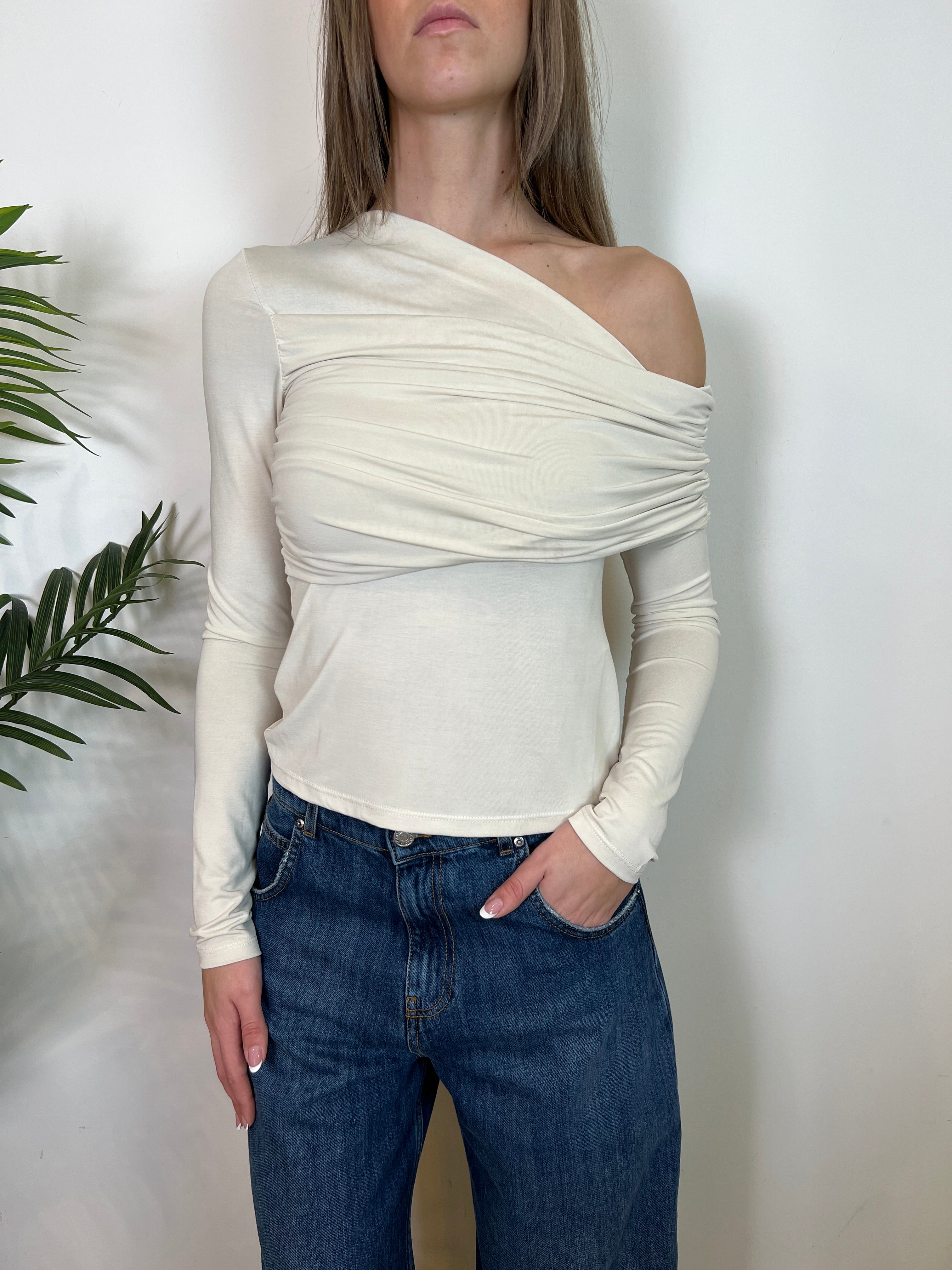 Maglia asimmetrica drappeggio - Haveone