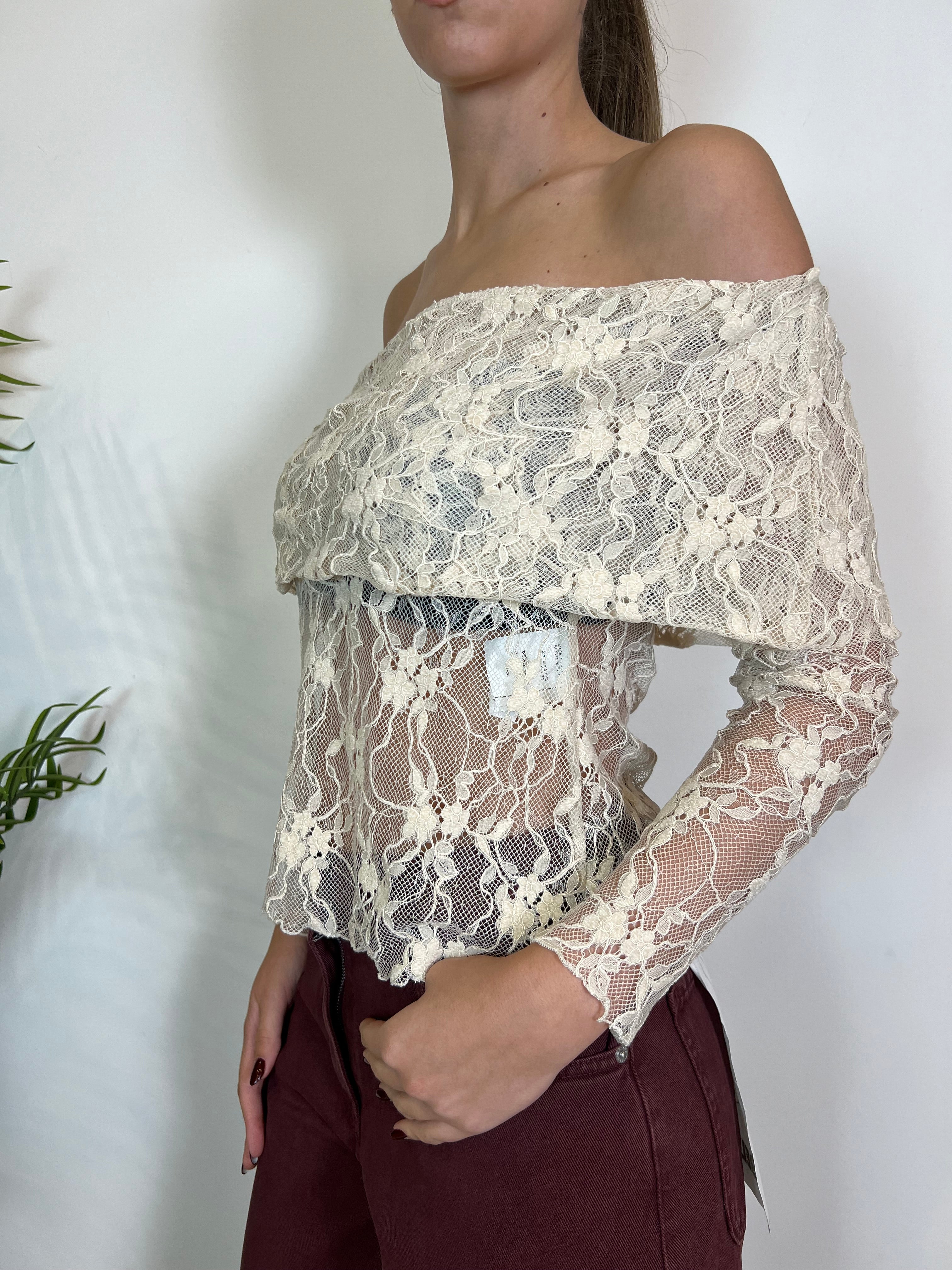 T-shirt pizzo scollo shiffer - Haveone