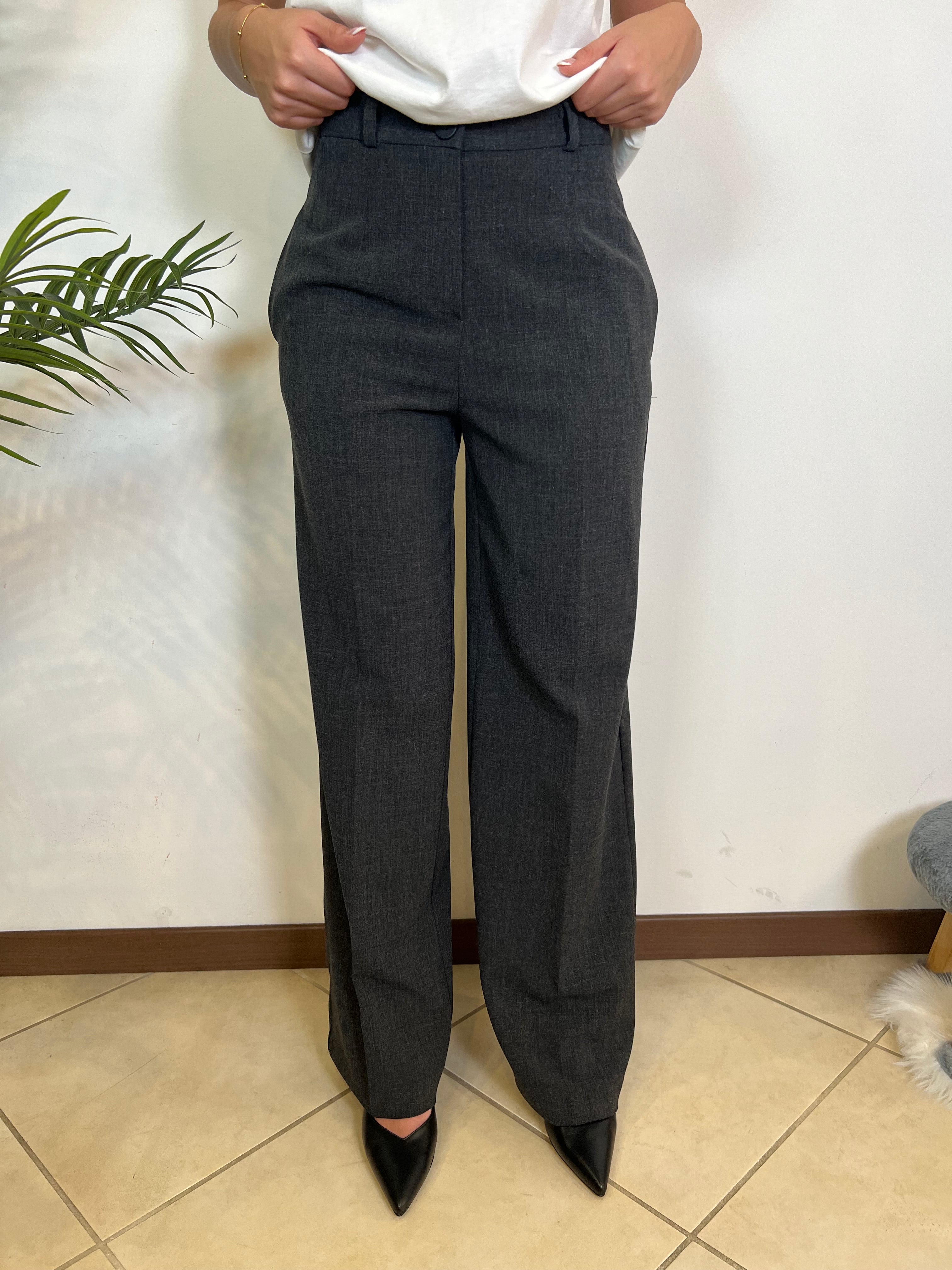 Pantalone grigio mélange palazzo - Haveone
