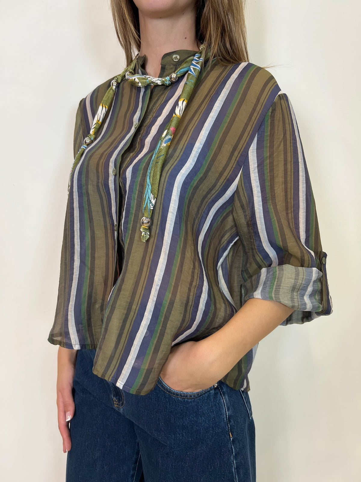 Camicia coreana con collana “Nomad” verde - Haveone