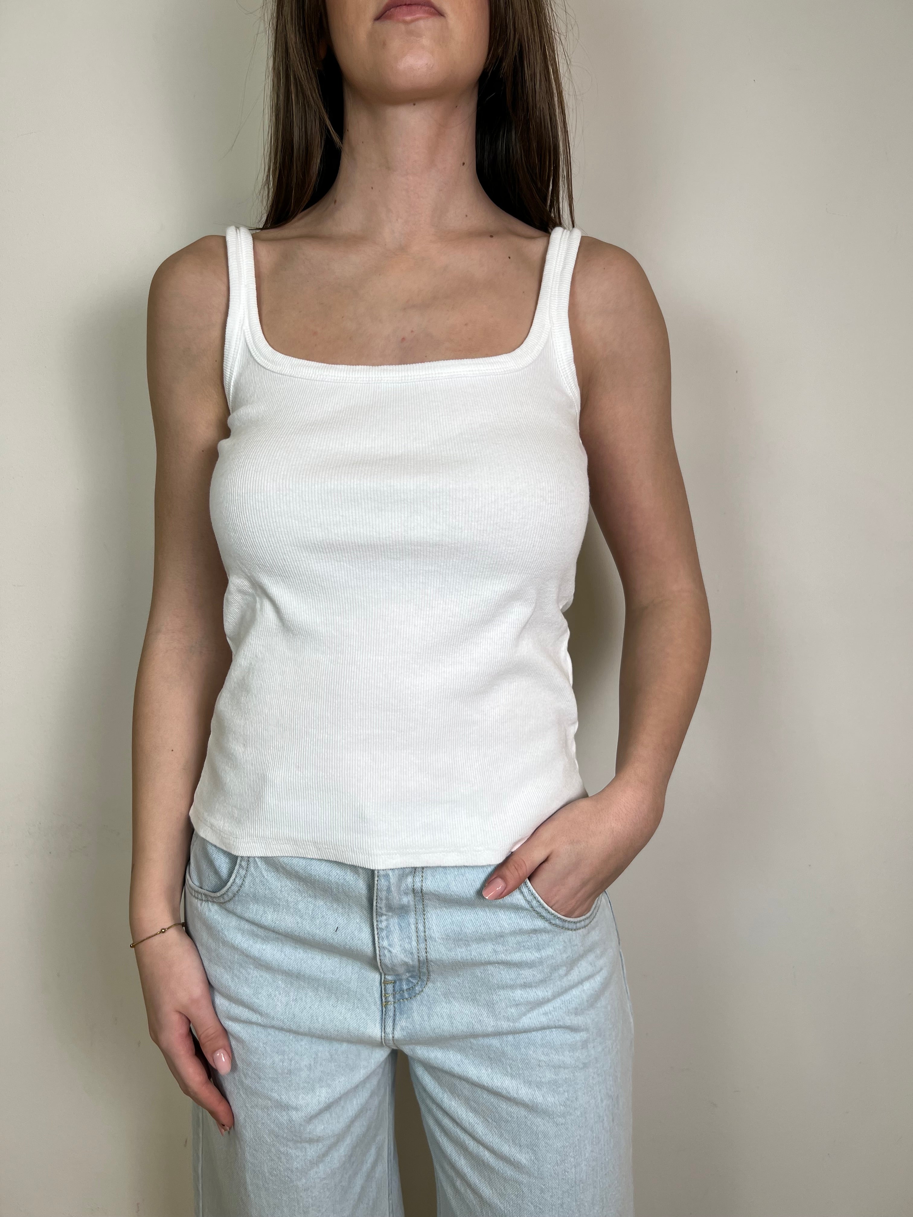 Canotta costina scollo quadro - Haveone