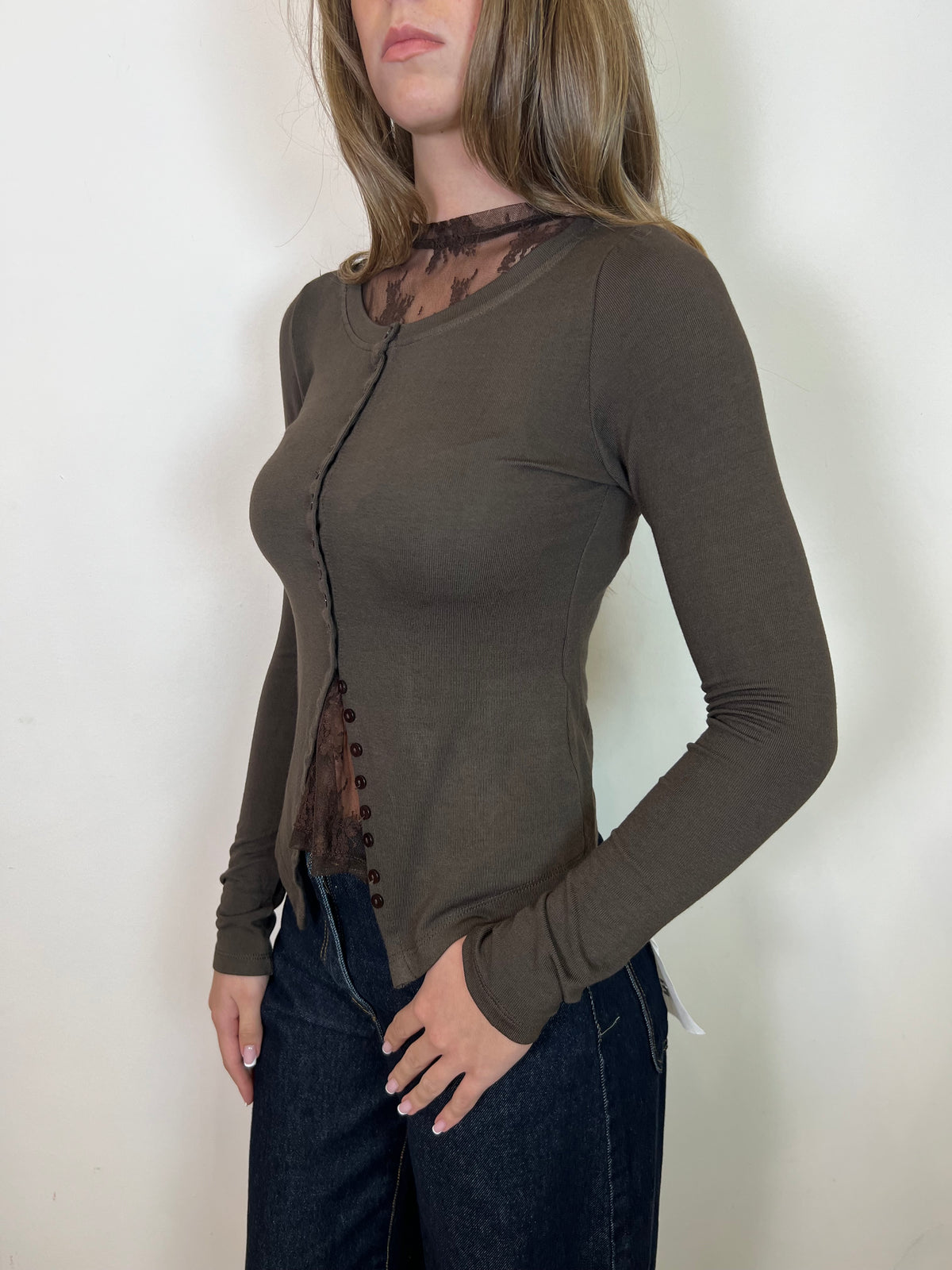Twin set maglia con canotta pizzo - Haveone