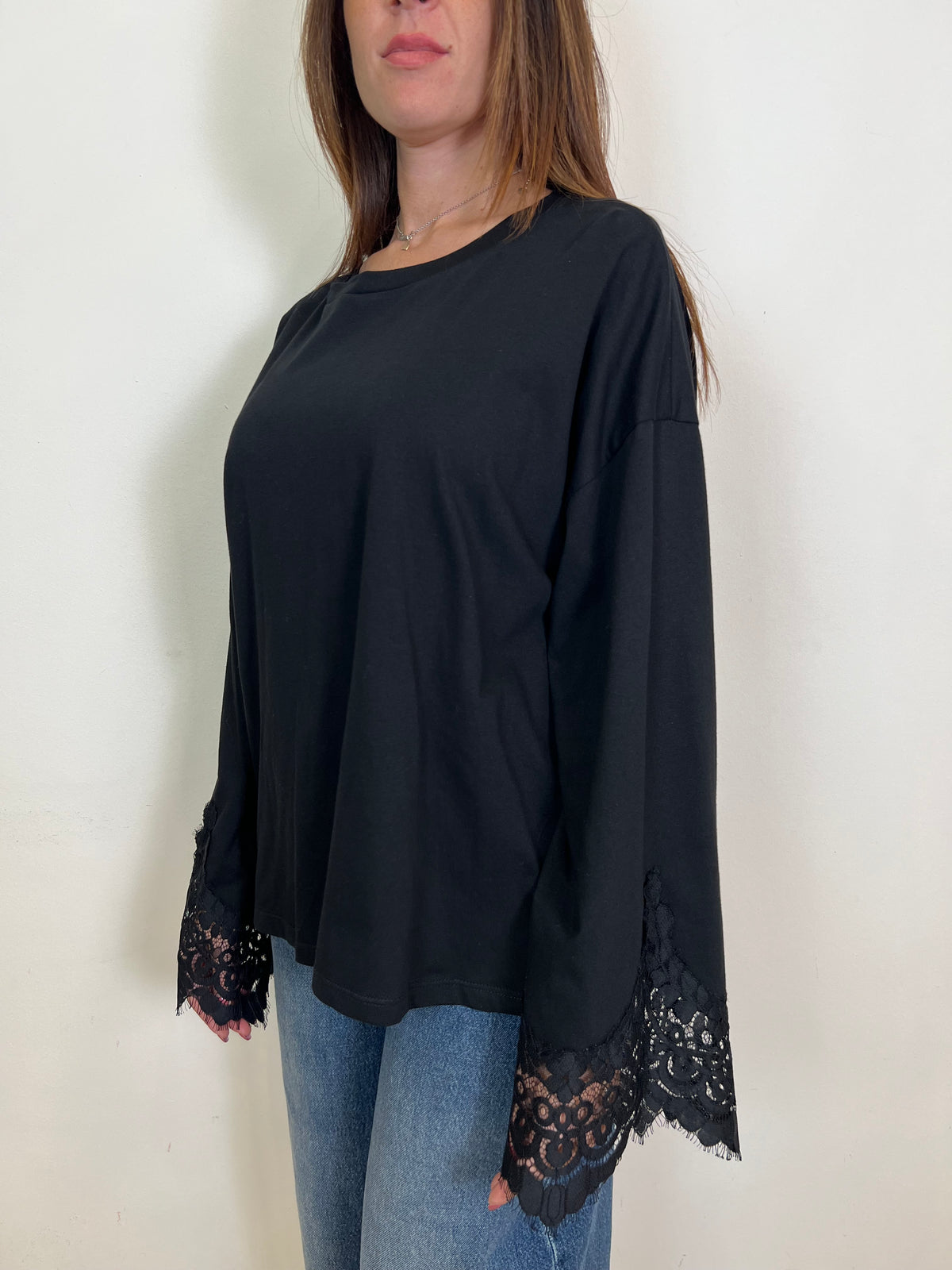 T-shirt manica ampia pizzo - Tensione In
