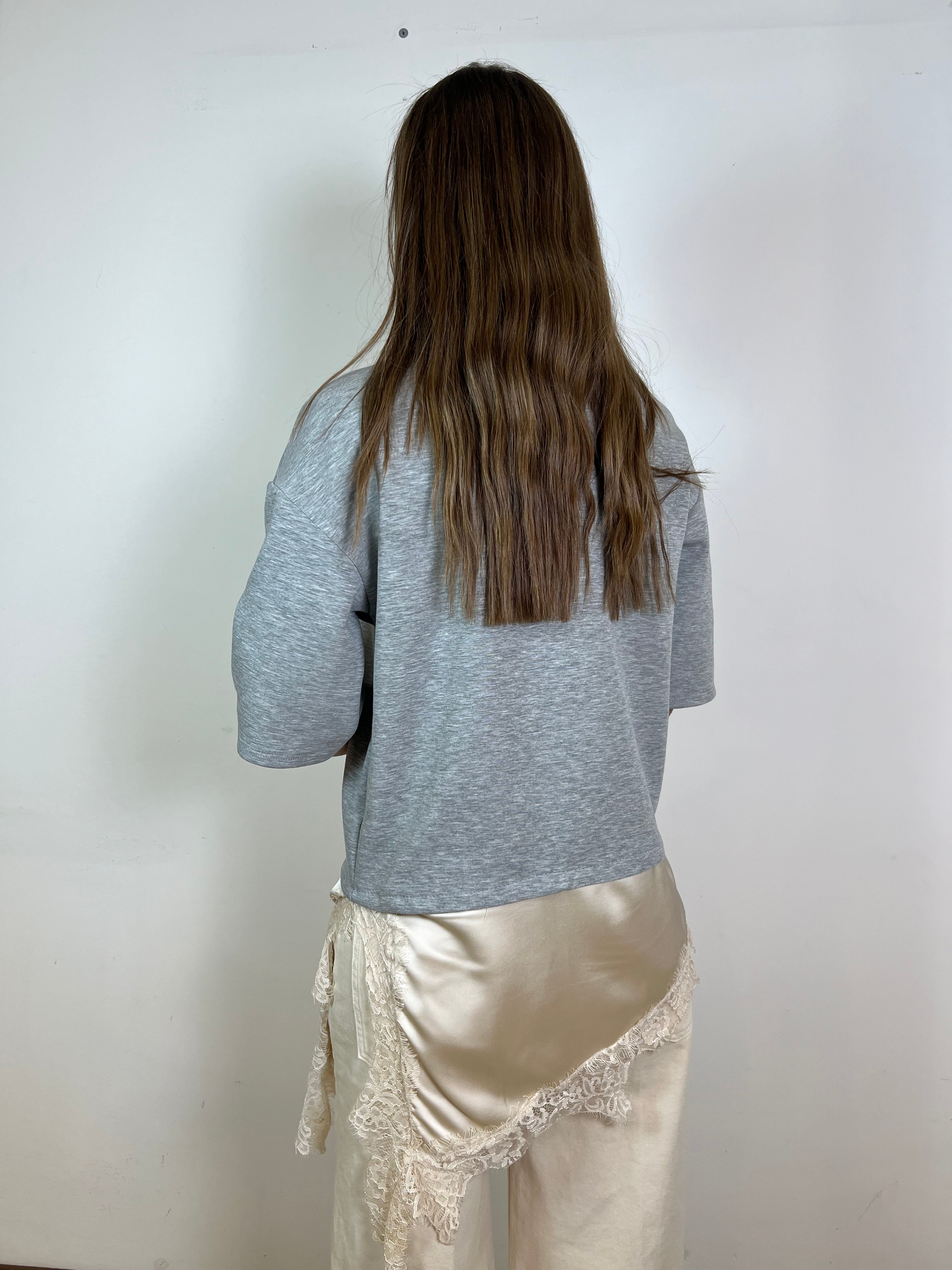Felpa t-shirt mezza manica fondo lingerie asimmetrico - Haveone