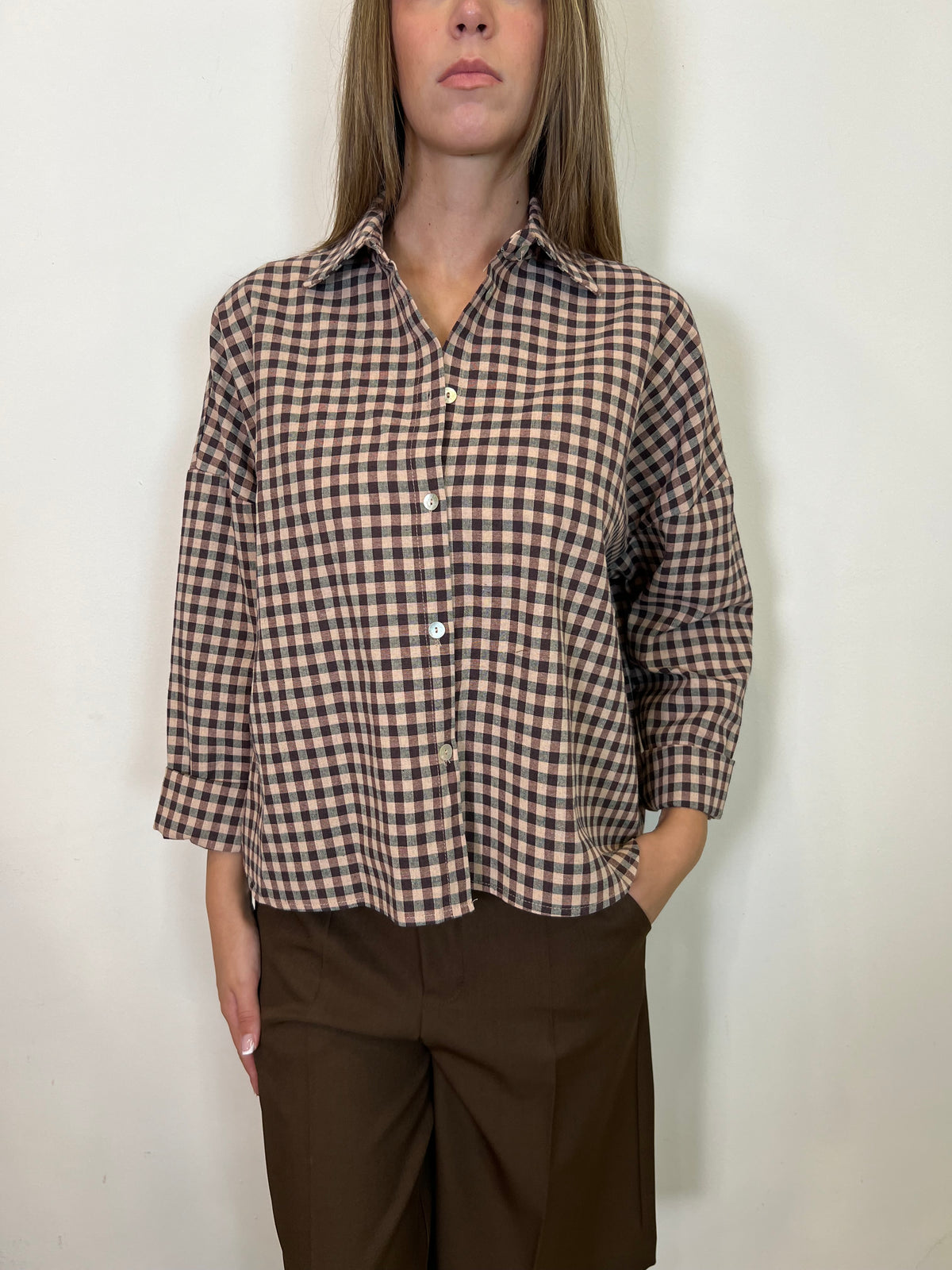 Camicia crop quadretti - Haveone