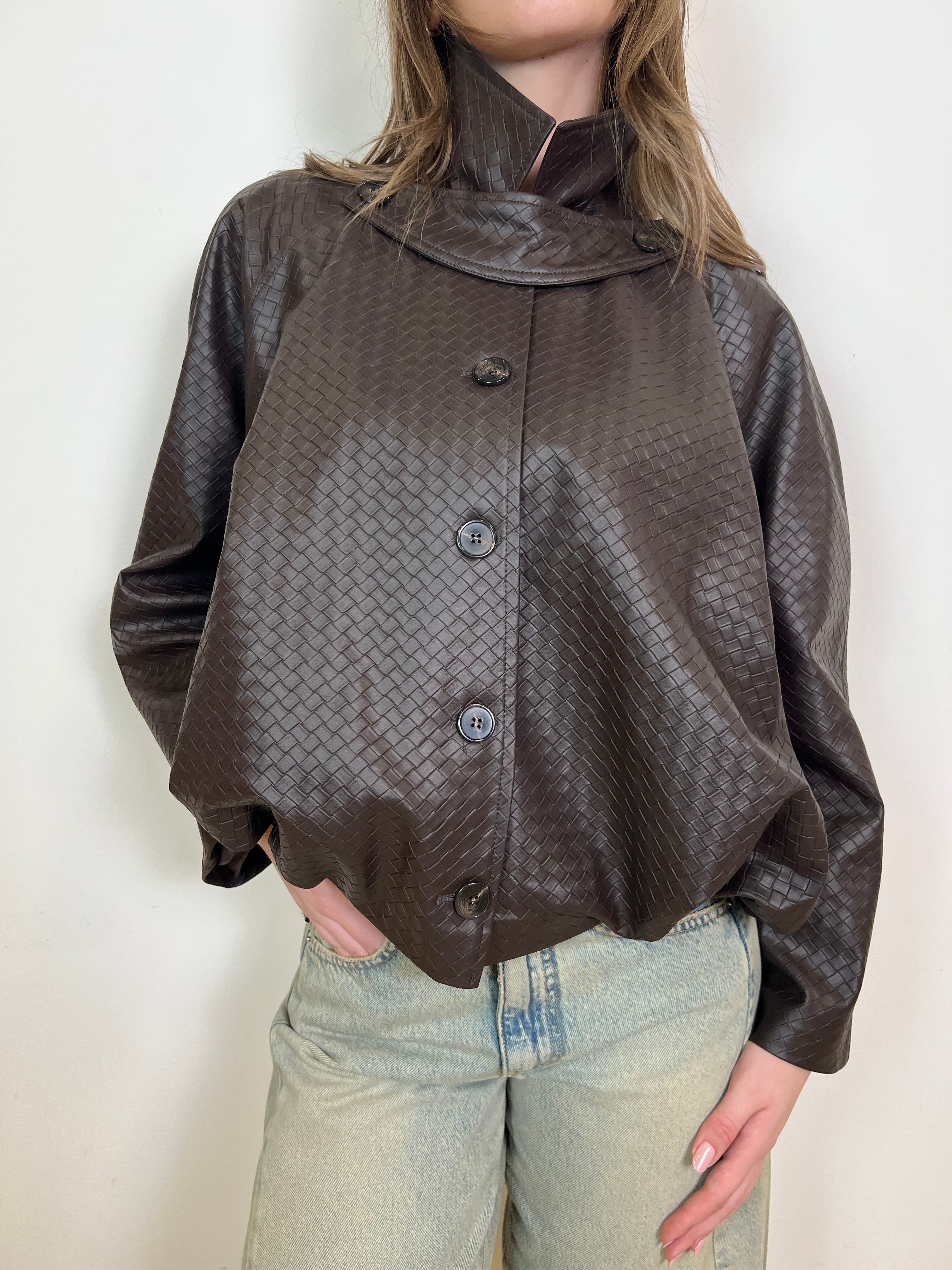 Bomber ecopelle intrecciata - Tensione In