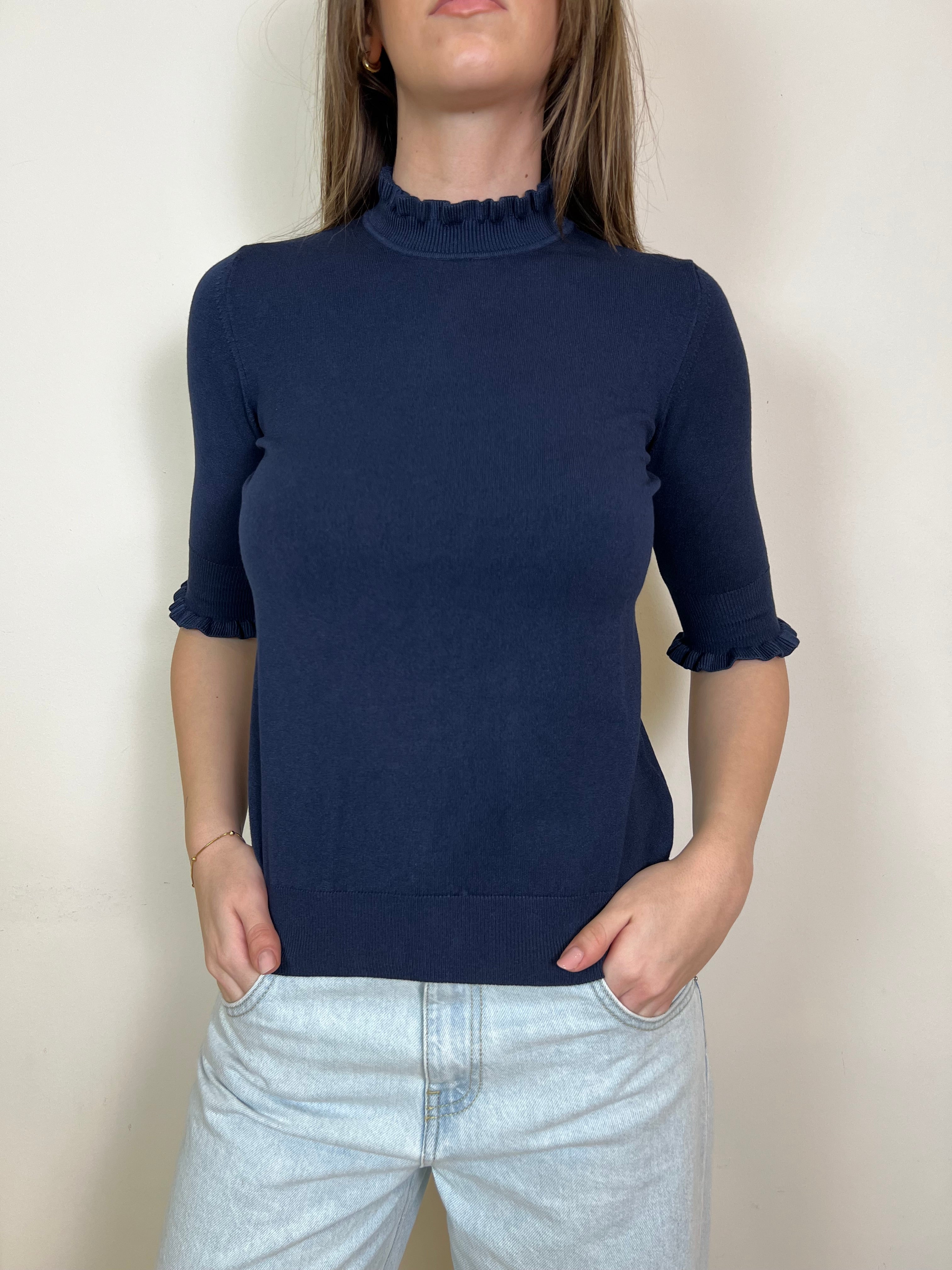Maglia collo e maniche tre quarti rouches - Haveone