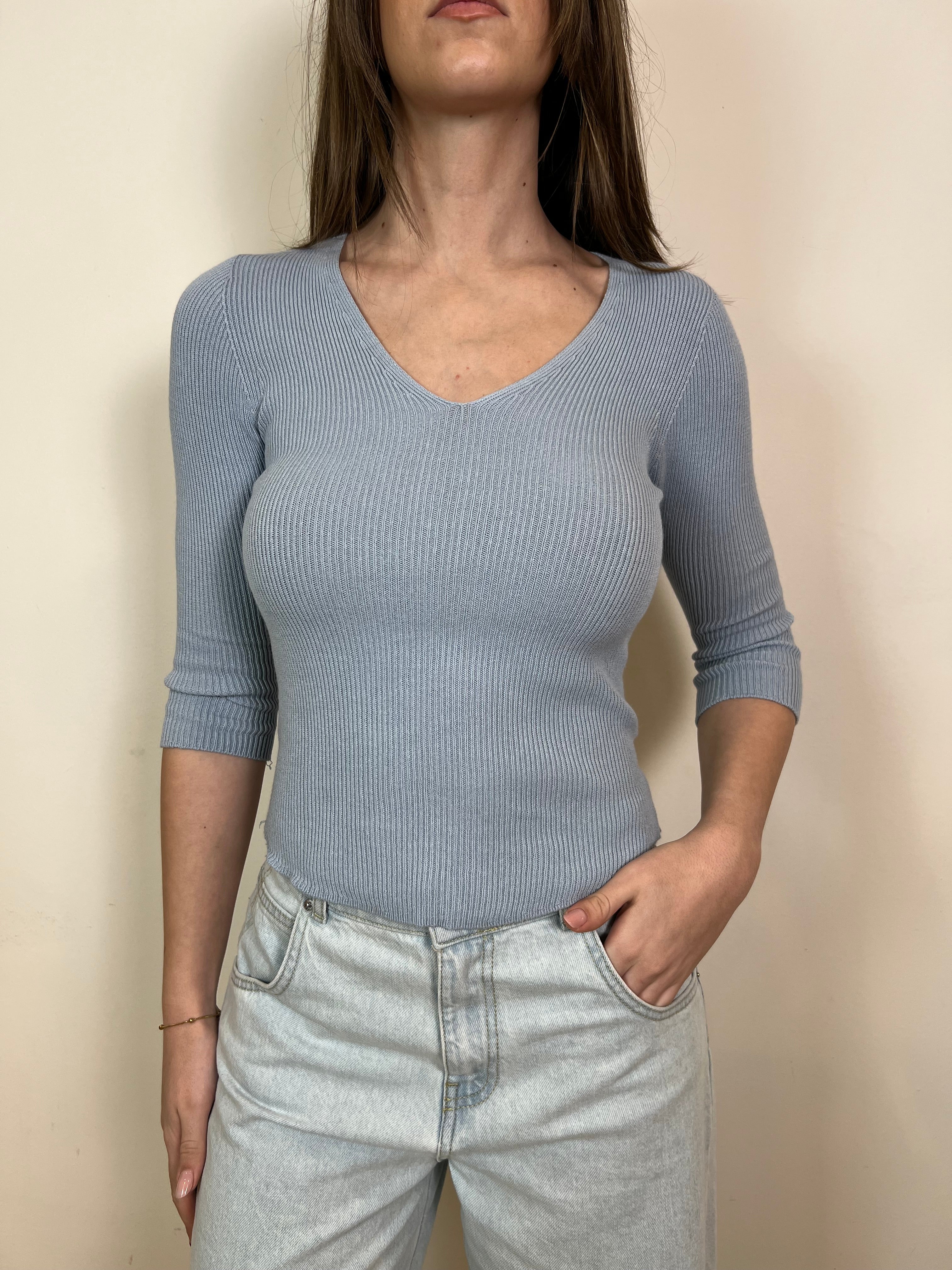 Maglia costina scollo V - Tensione In