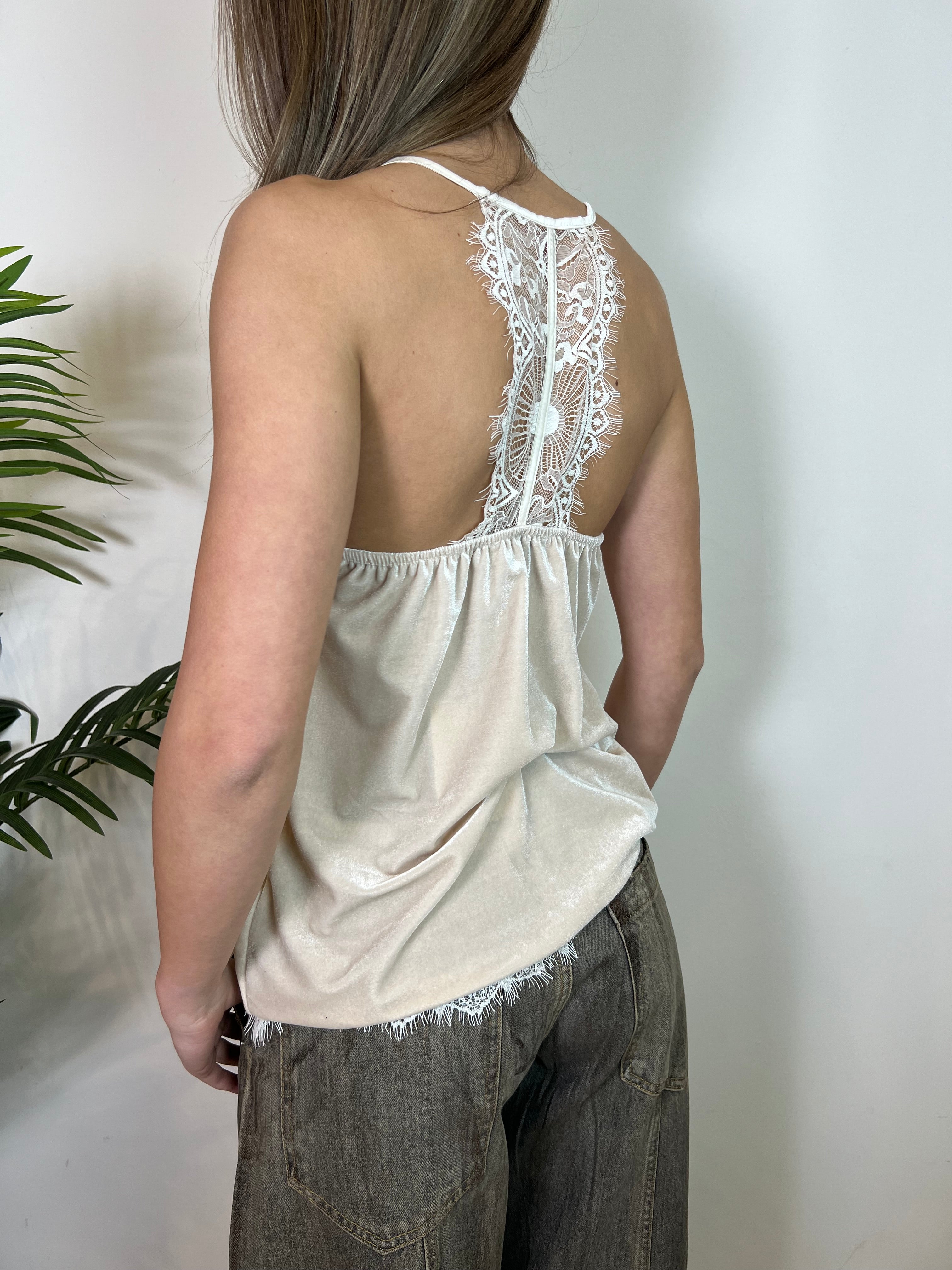 Top velluto e pizzo - Haveone