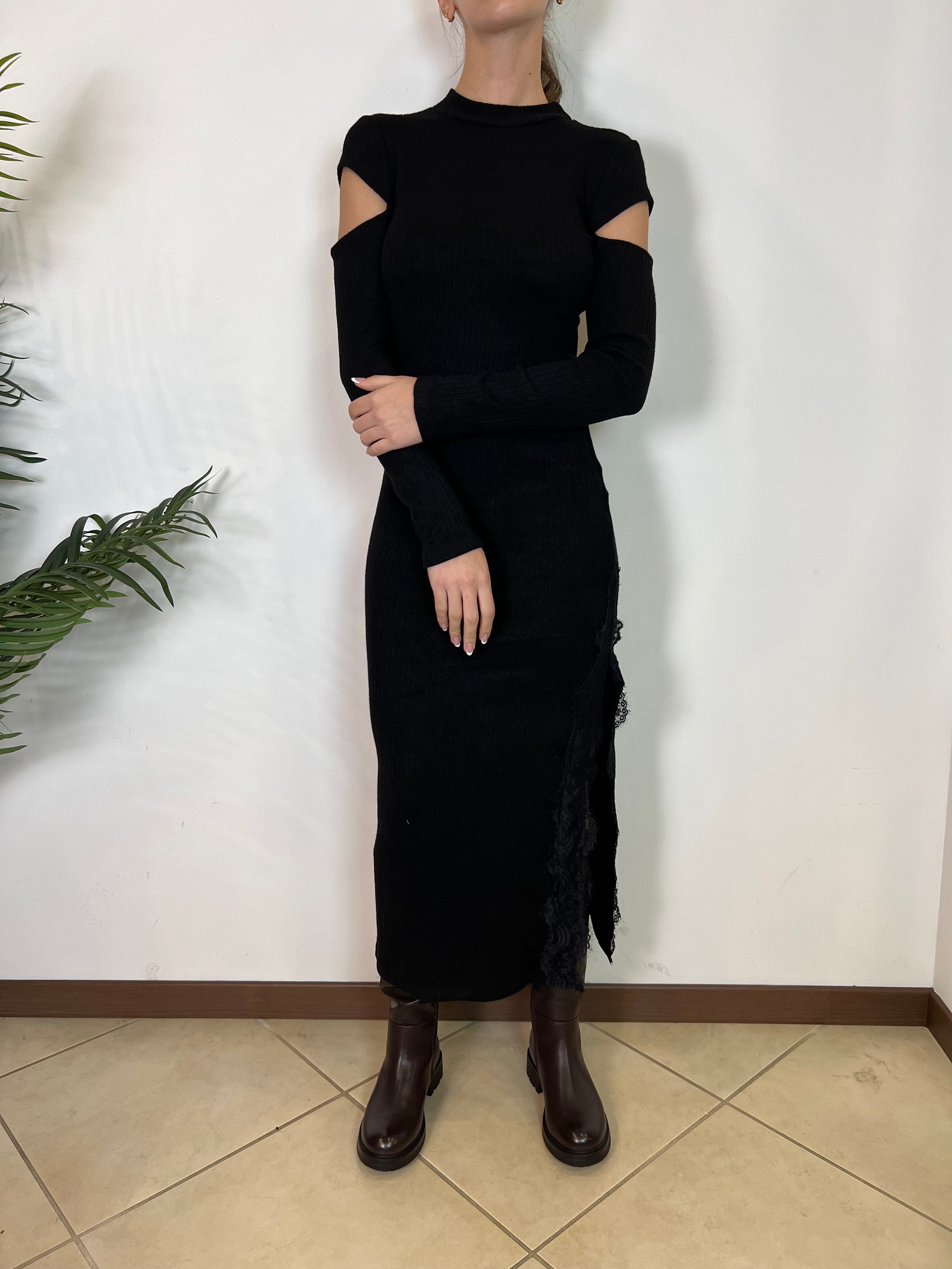 Abito lungo cut out spacco pizzo - Haveone