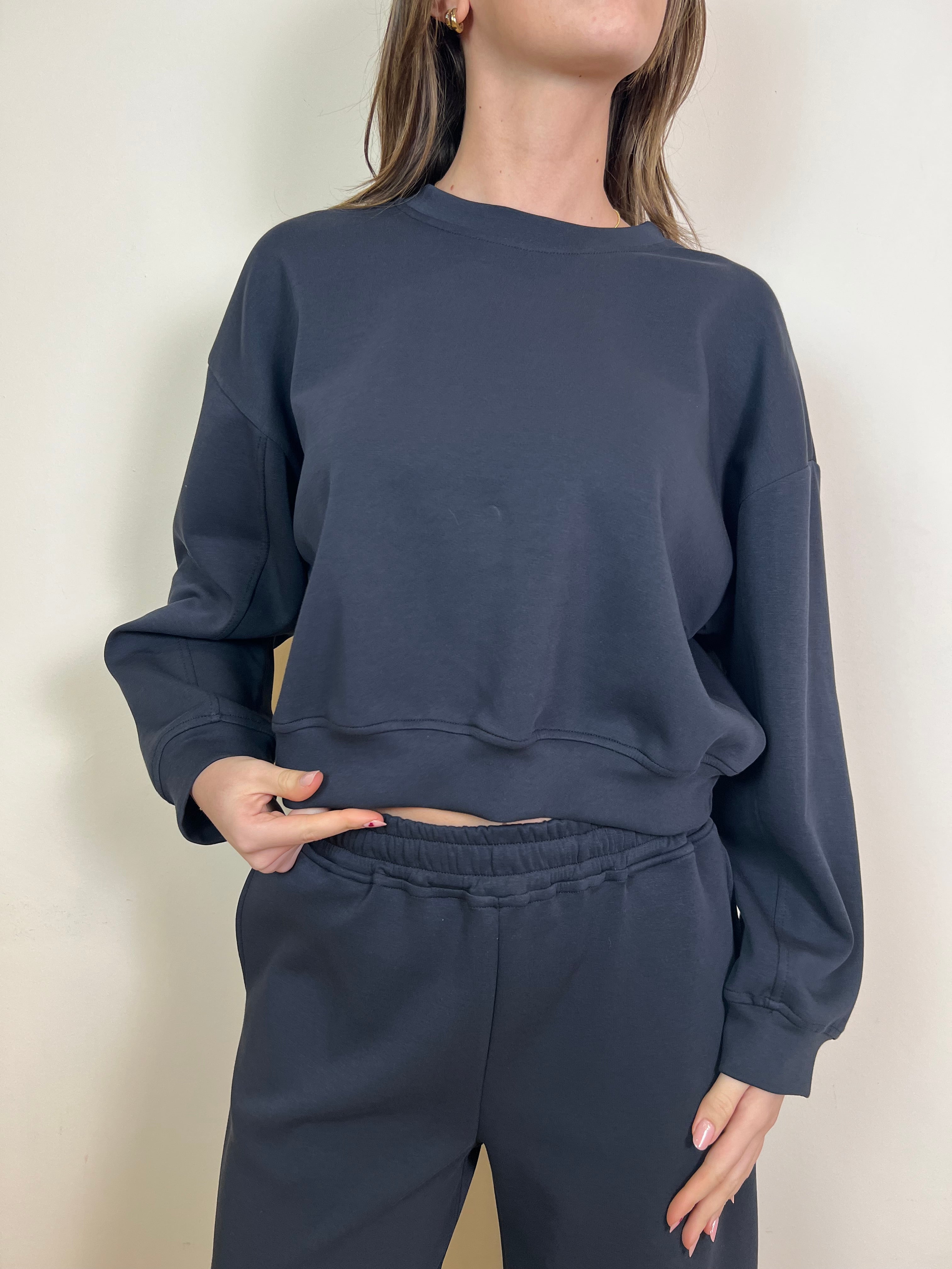 Felpa girocollo crop - Haveone