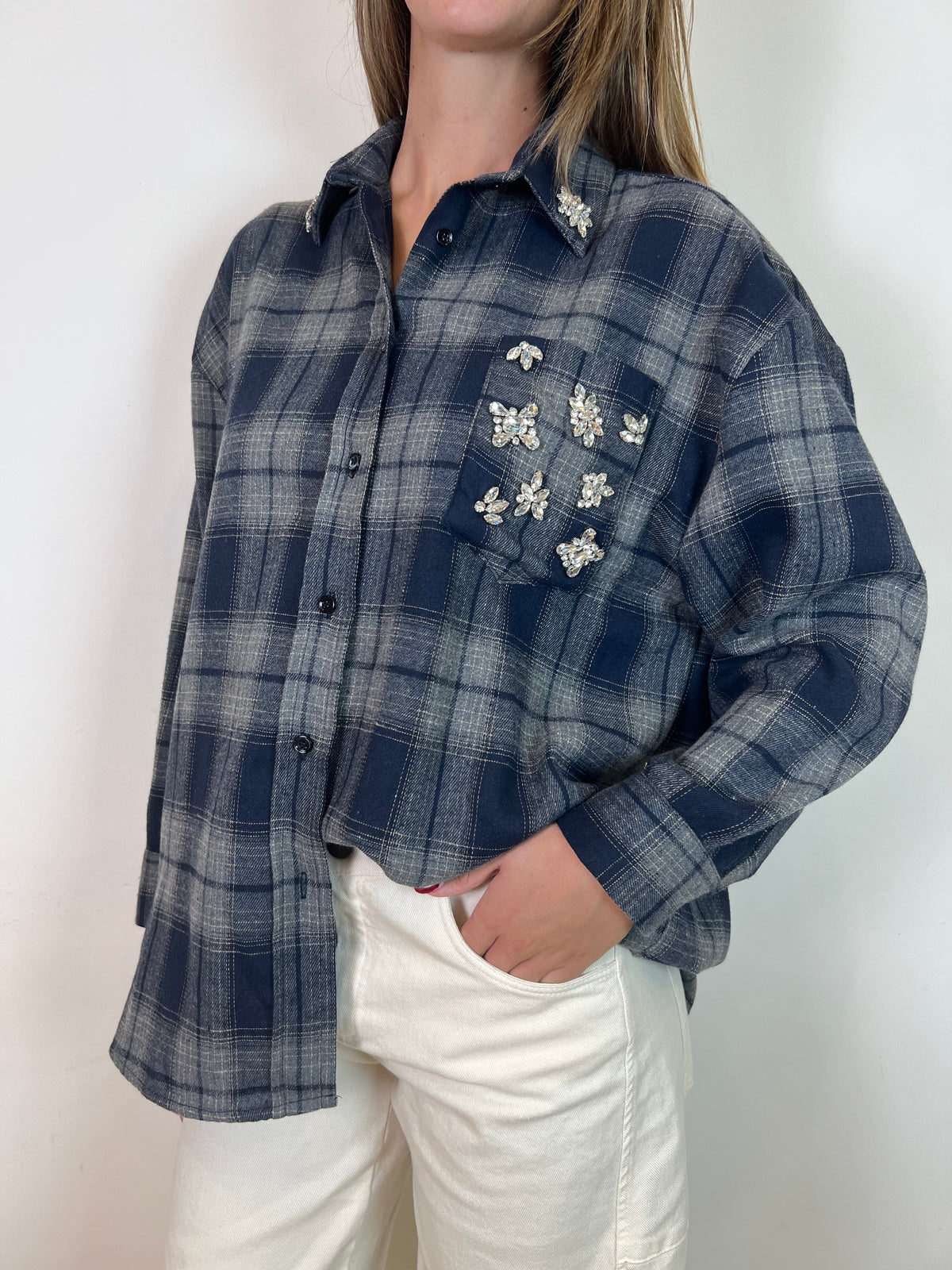 Camicia check con cabochon - Vicolo