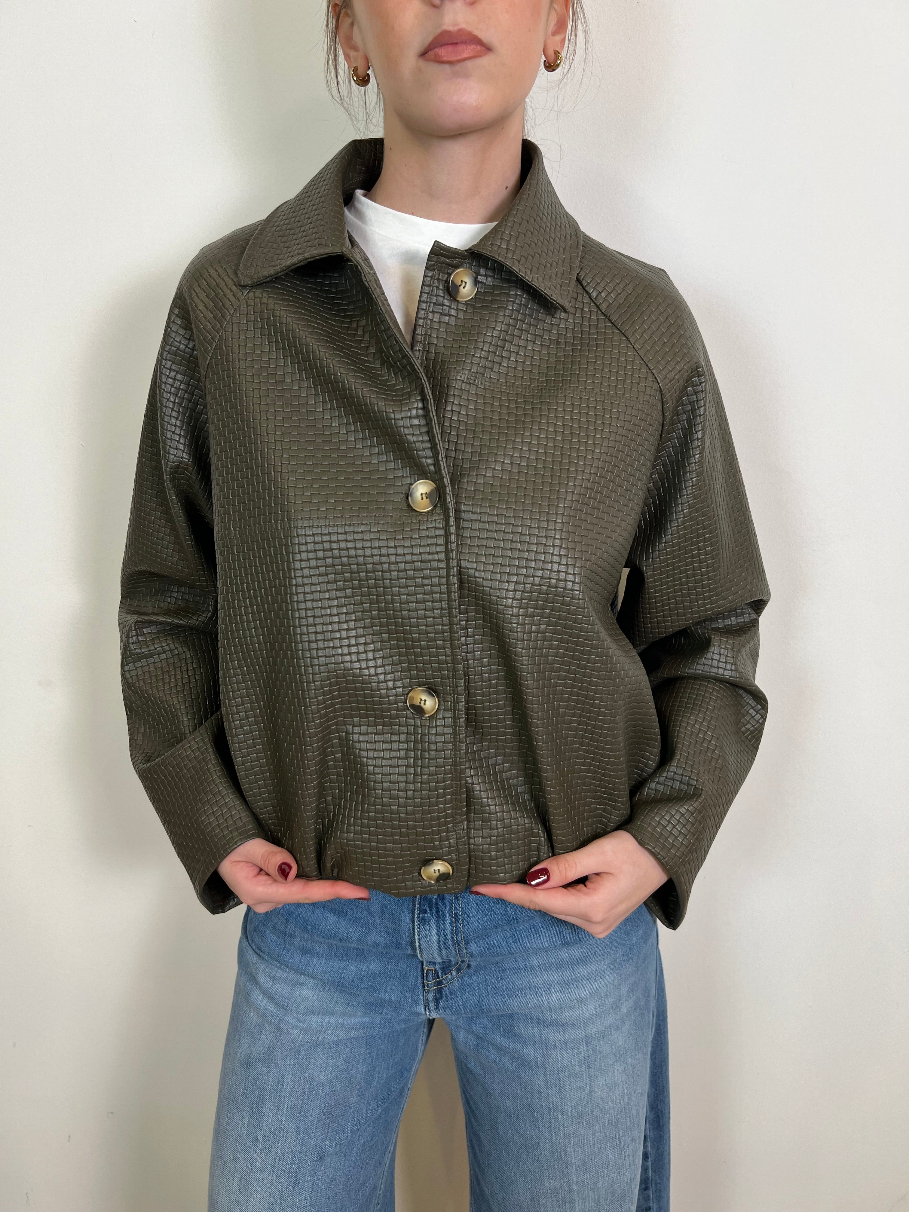 Bomber ecopelle intrecciata - Haveone