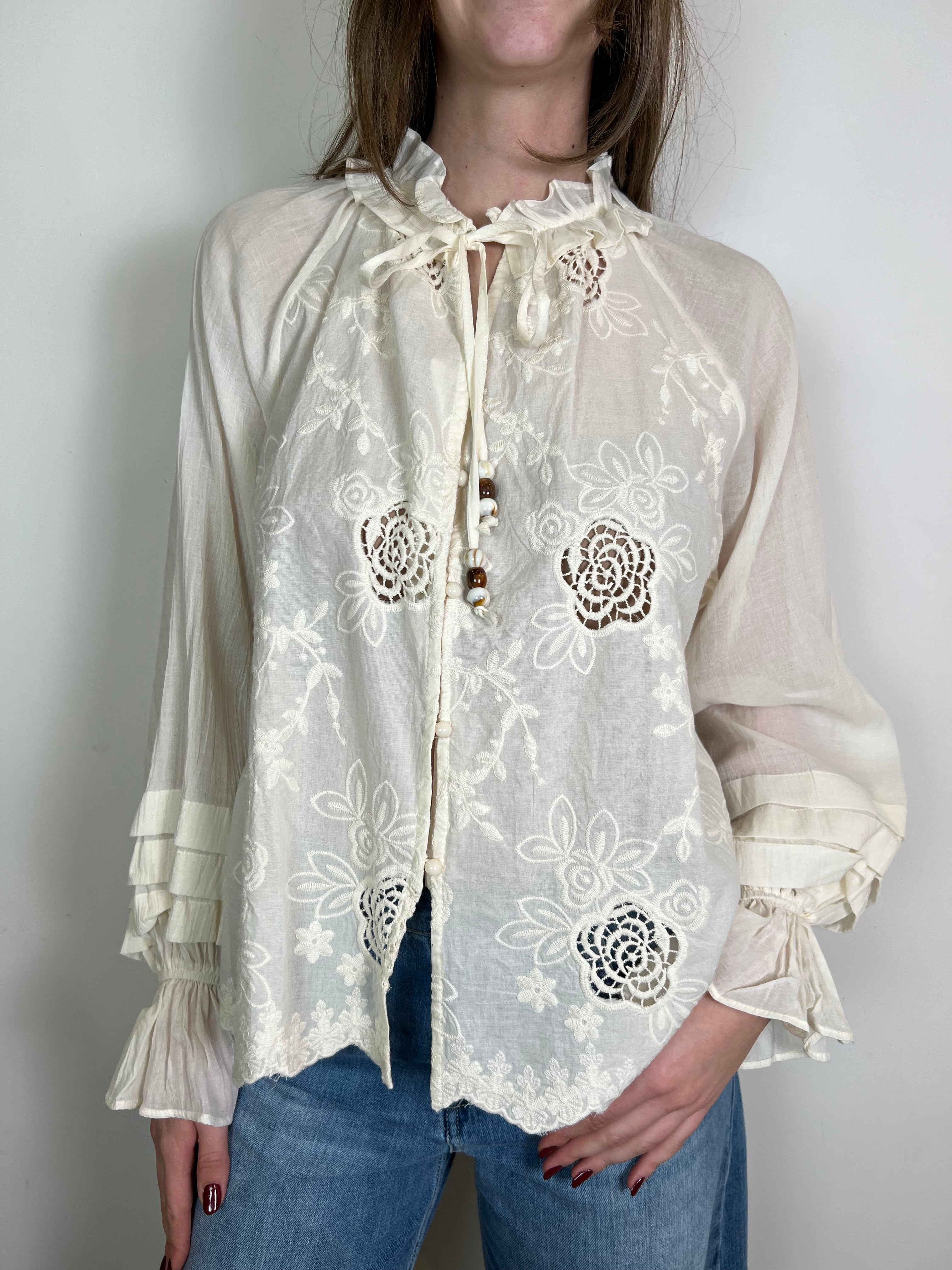 Camicia ricami burro - Haveone