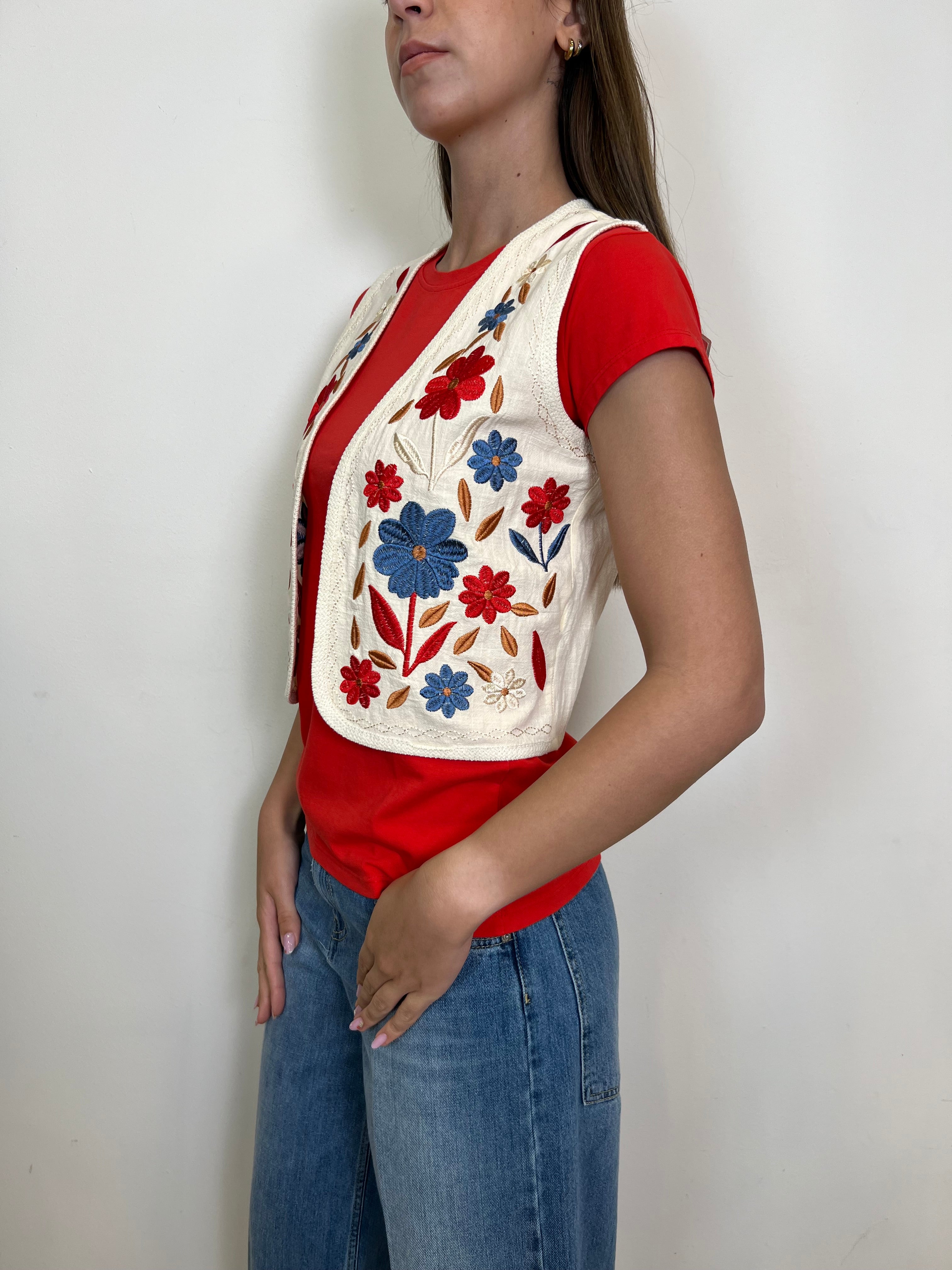Gilet ricami fiori - Haveone