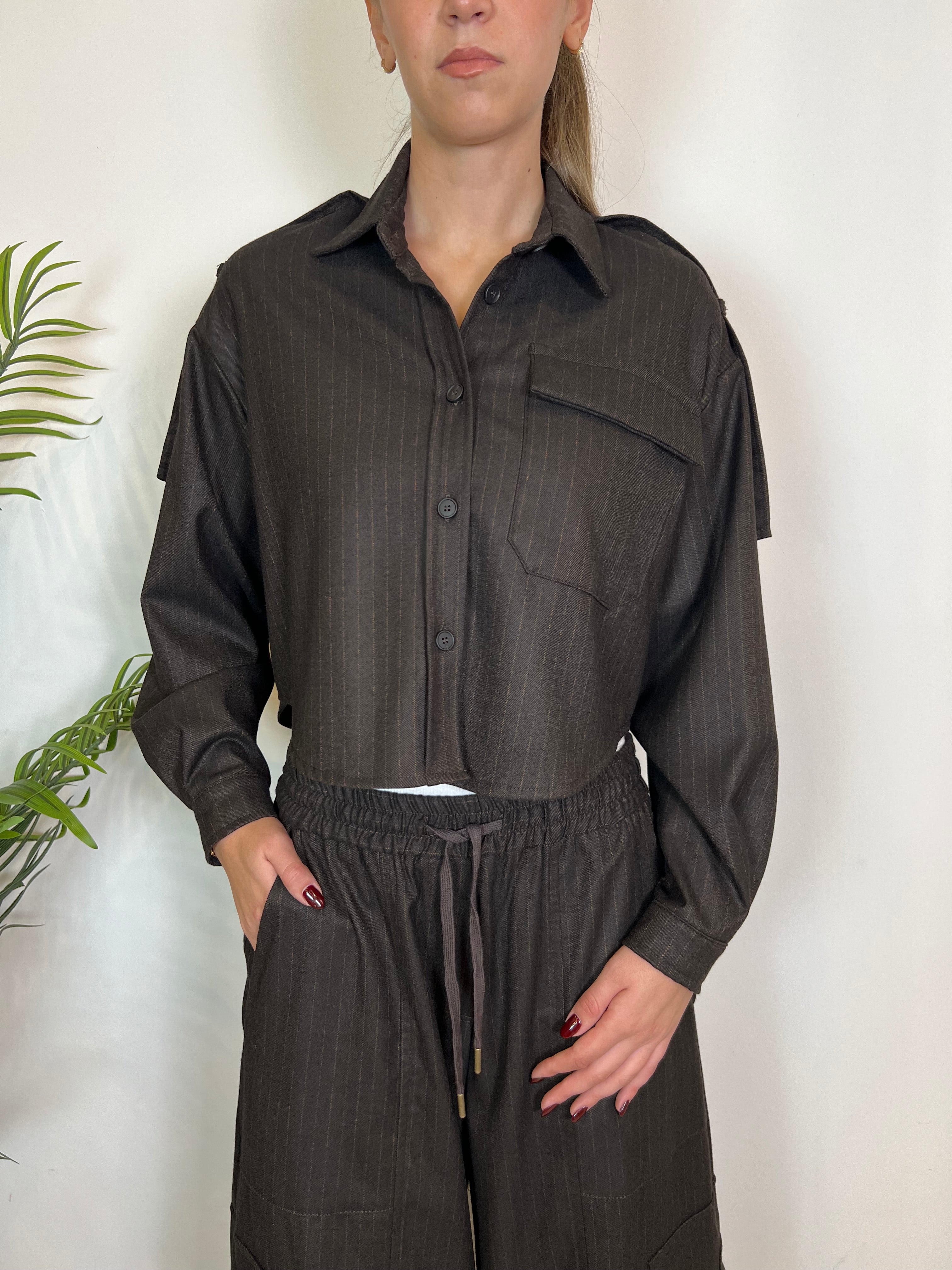 Camicia crop gessata - TensioneIn