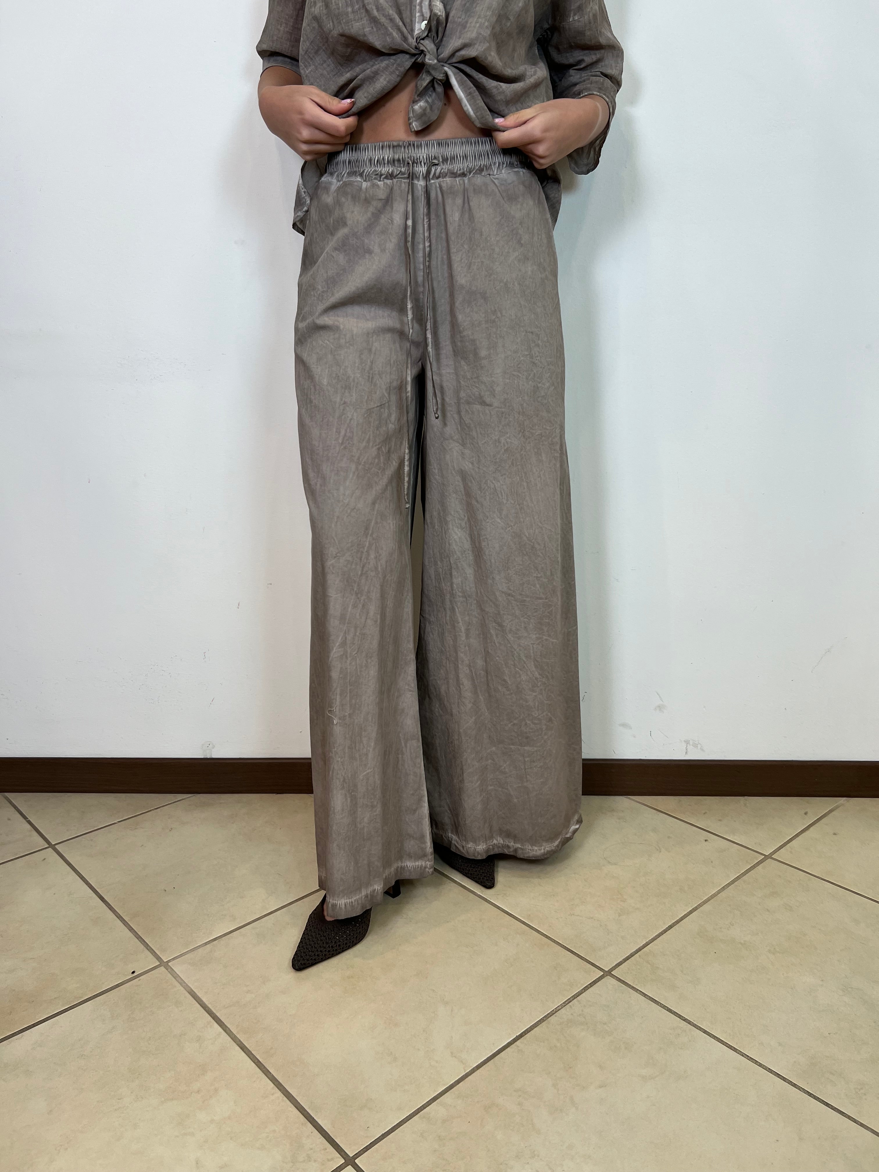 Pantalone stone largo con elastico - Haveone