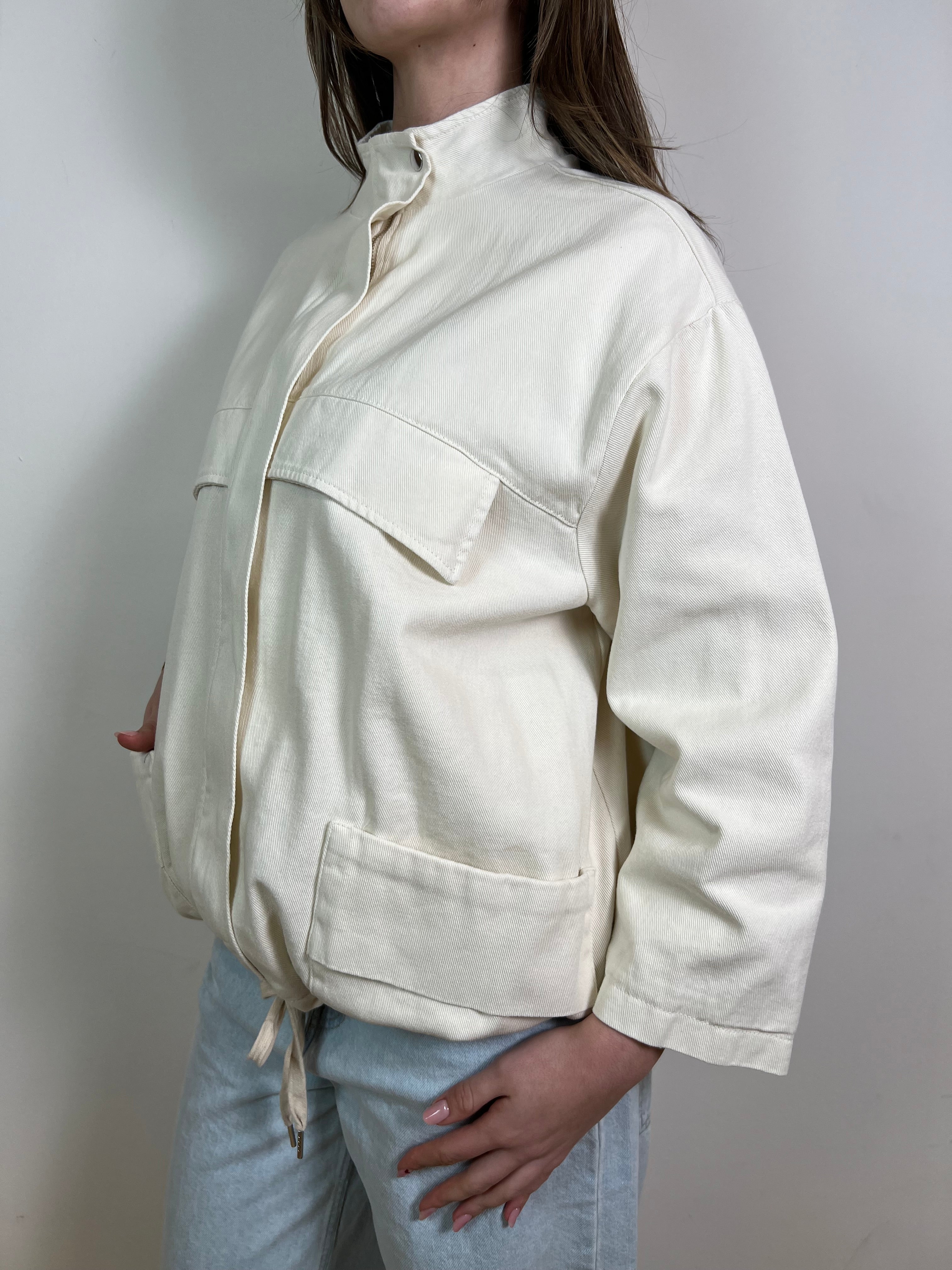 Giacca bomber denim bianco - Haveone