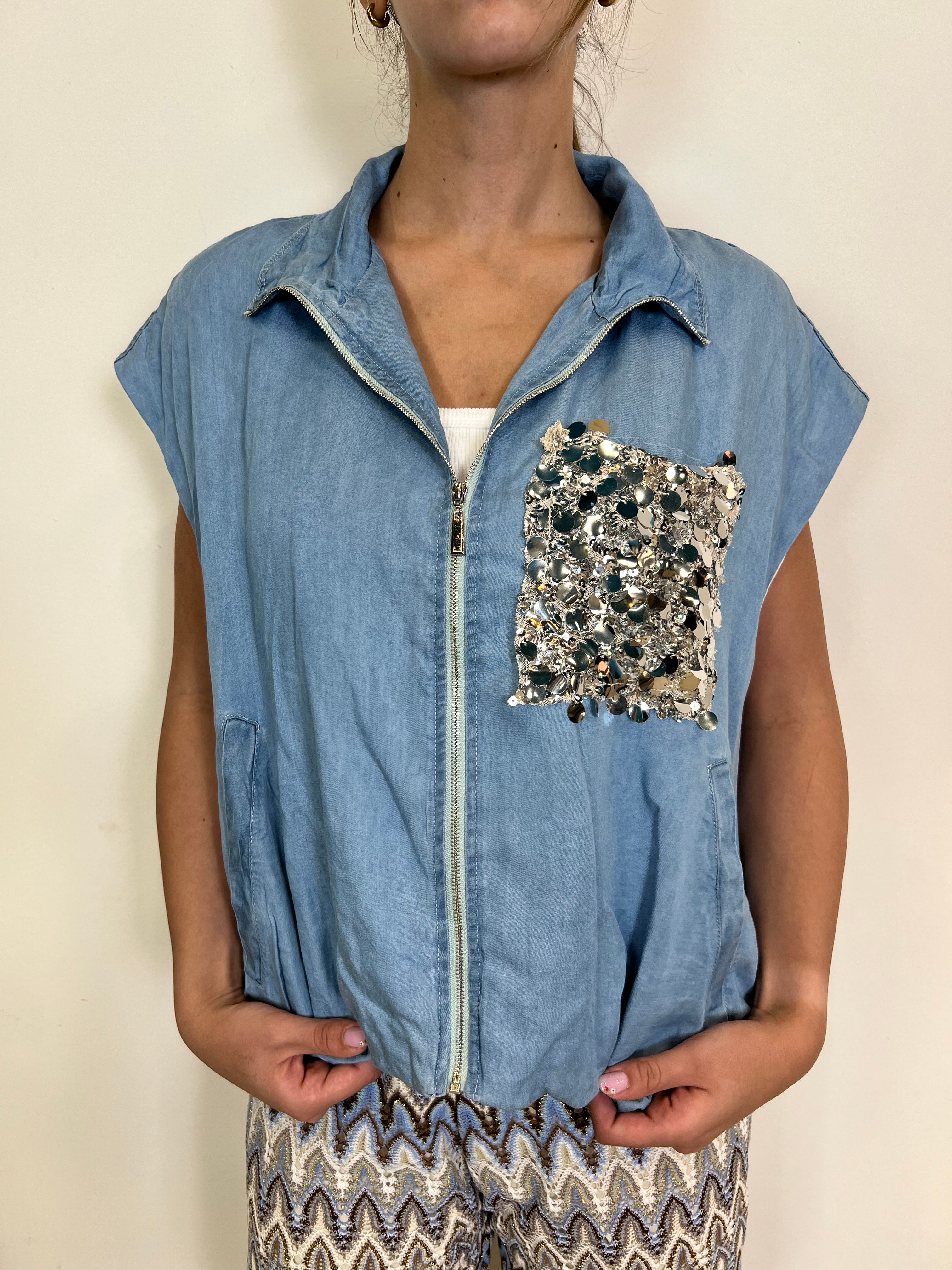 Gilet tasca paillettes - Tensione In