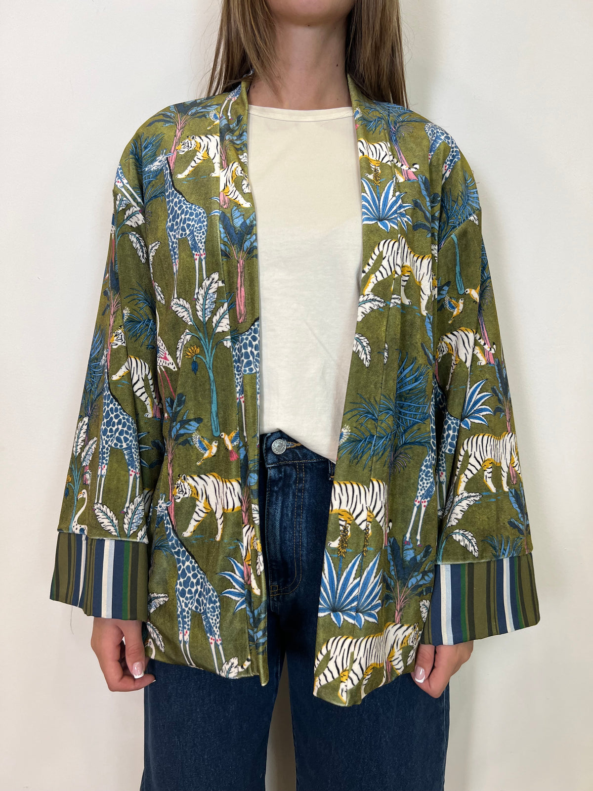 Kimono ciniglia “Nomad” verde chiaro - Haveone