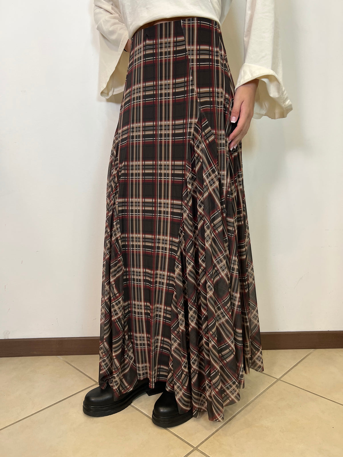 Gonna lunga tulle check - Haveone