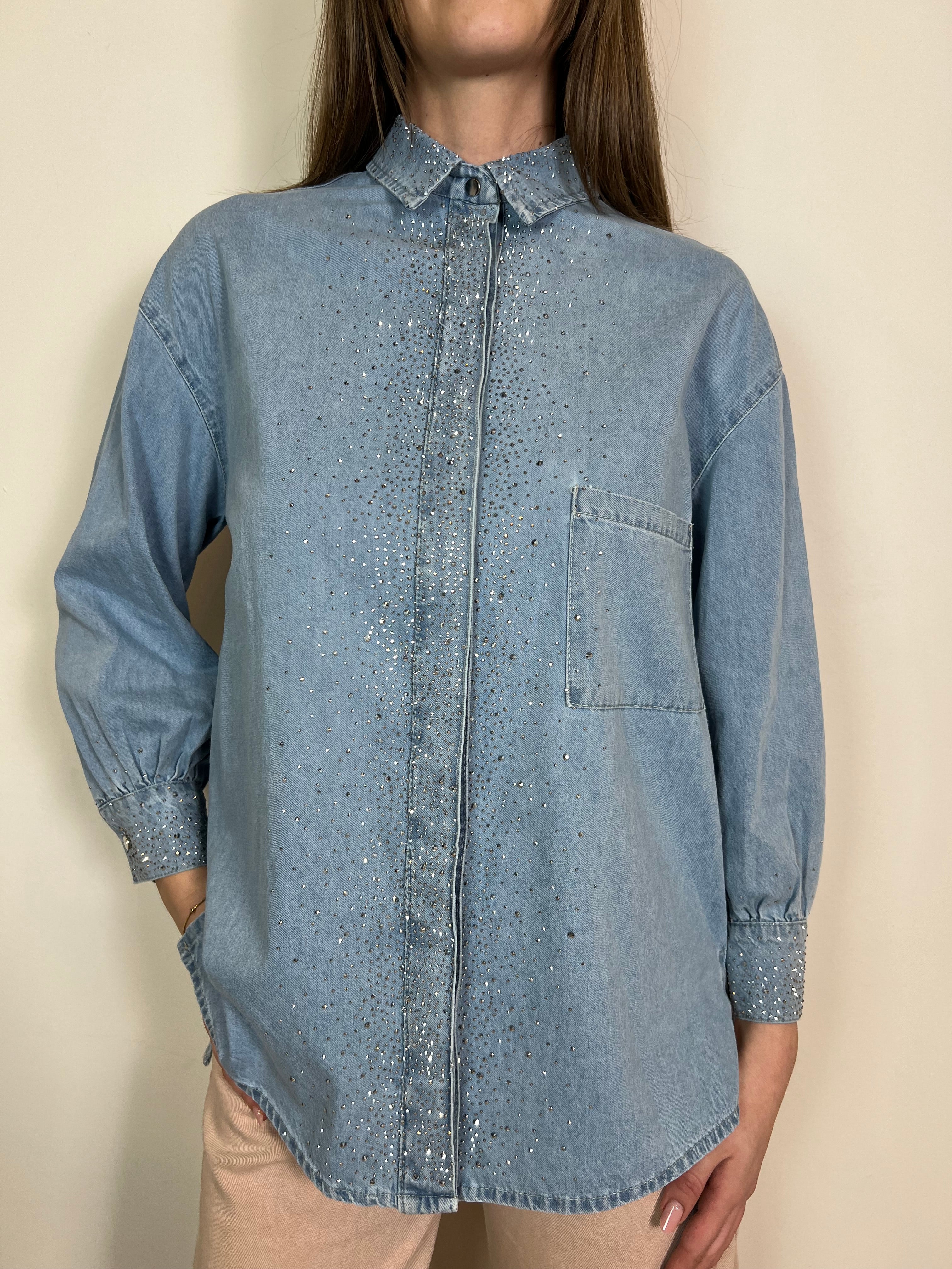 Camicia jeans strass - Haveone