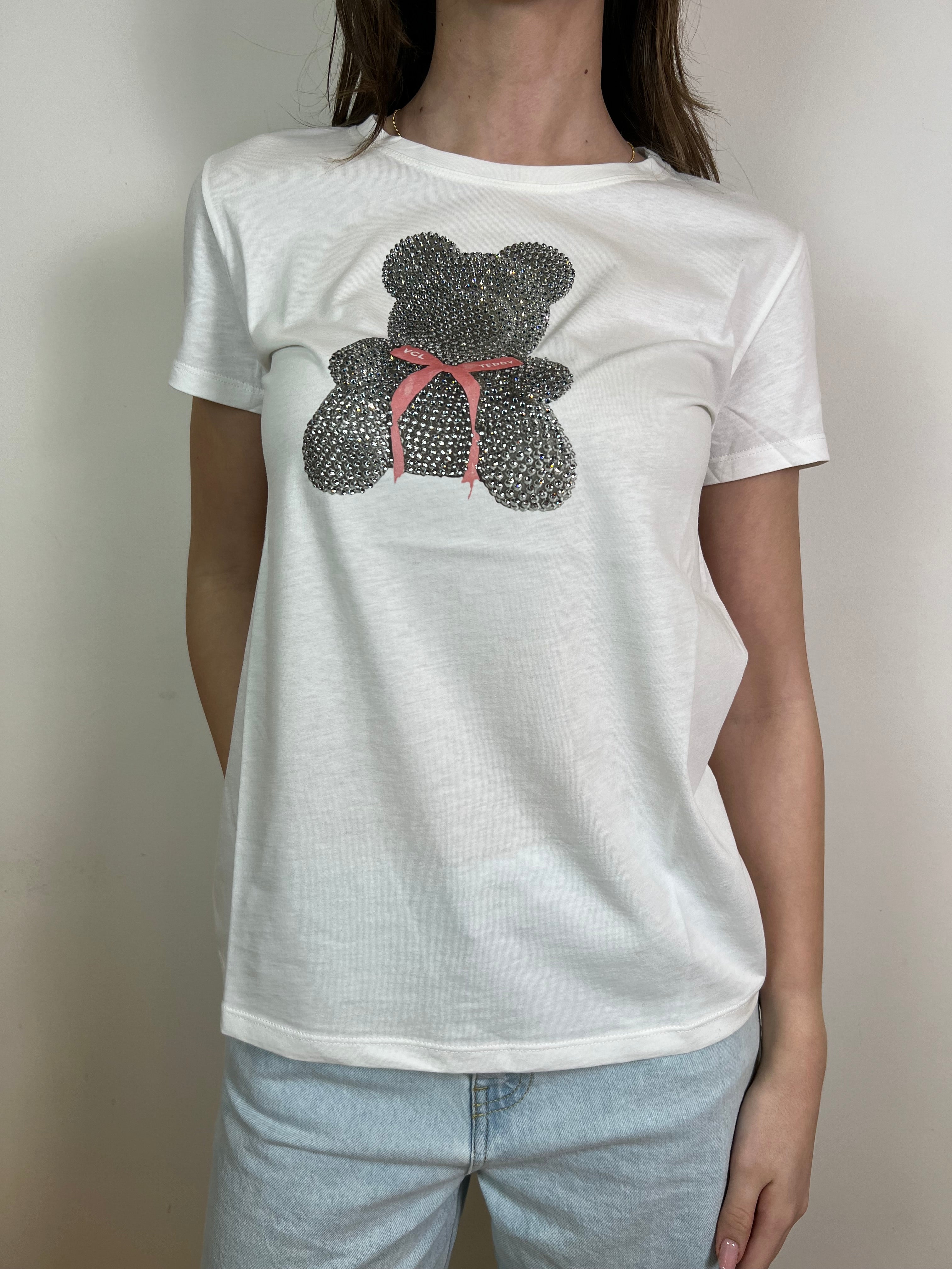 T-shirt orsetto strass e fiocco - Vicolo