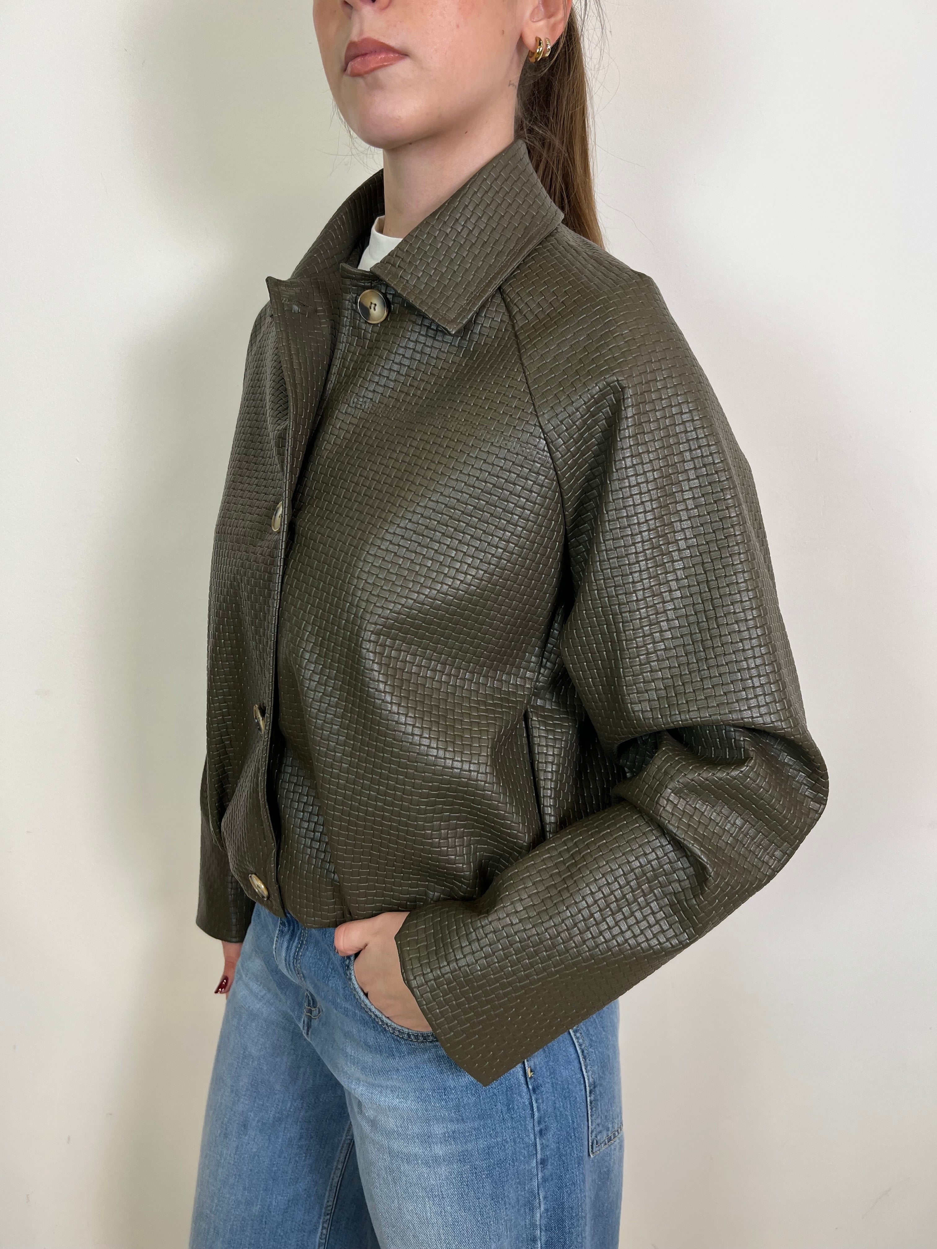 Bomber ecopelle intrecciata - Haveone