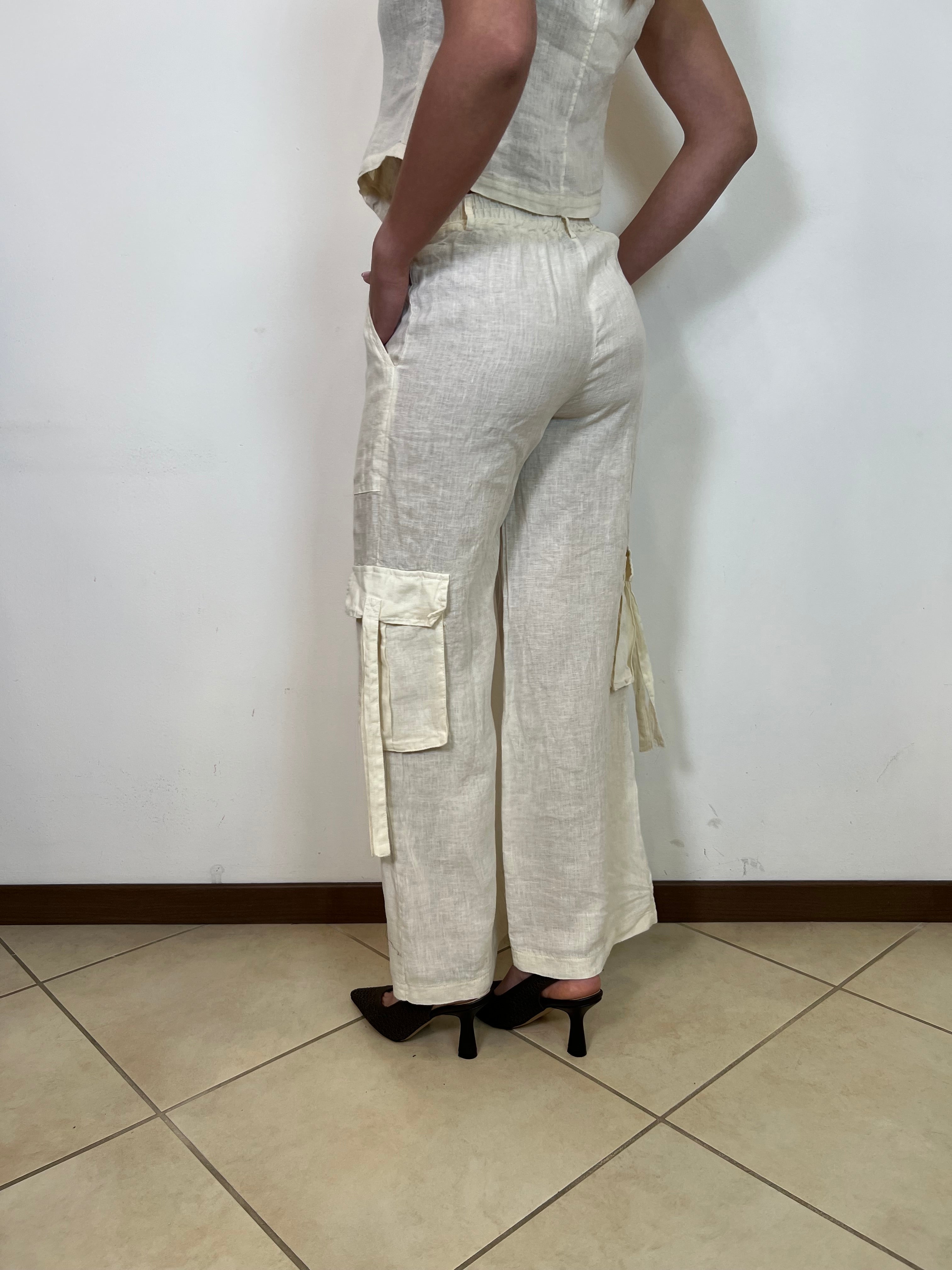 Pantalone cargo lino - Haveone