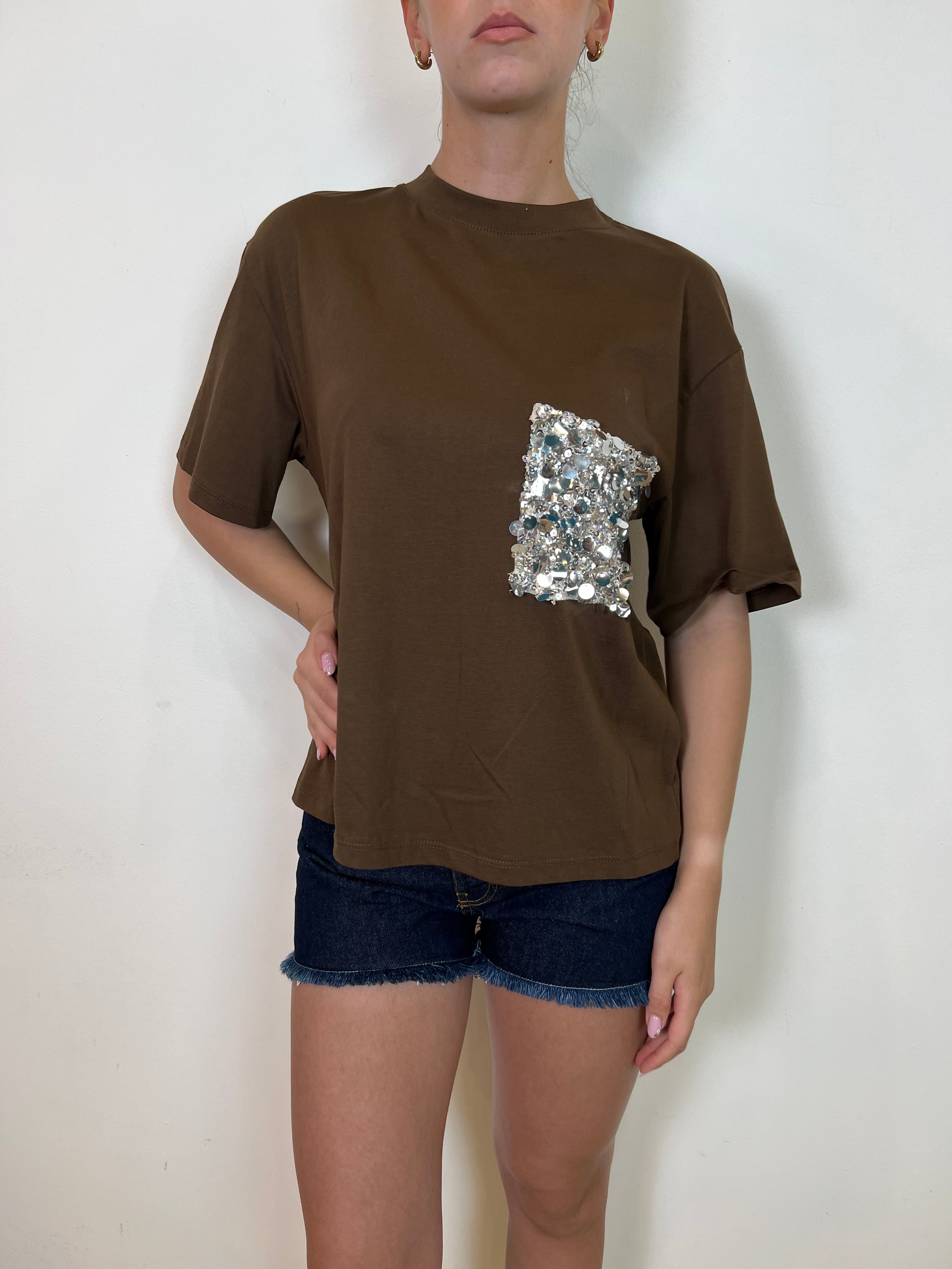 T-shirt taschino paillettes - Tensione In