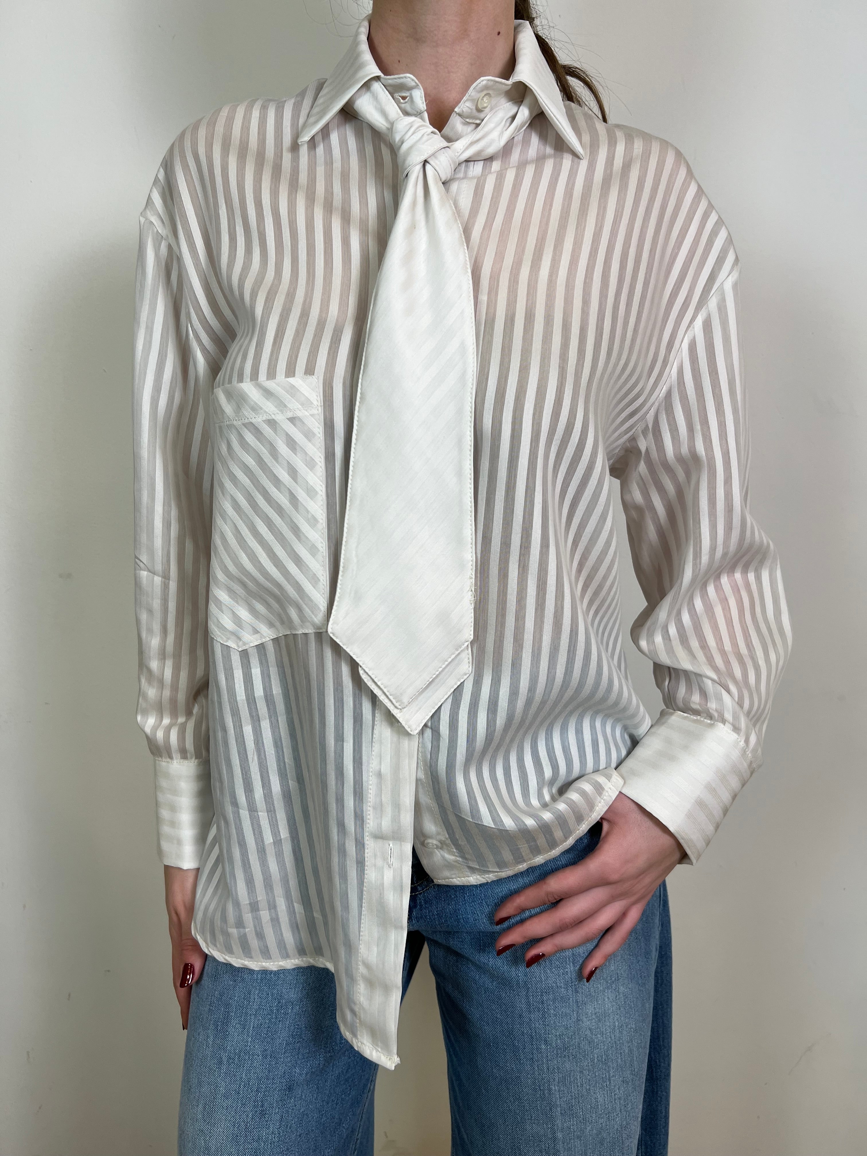 Camicia righe trasparenti con cravatta - Haveone