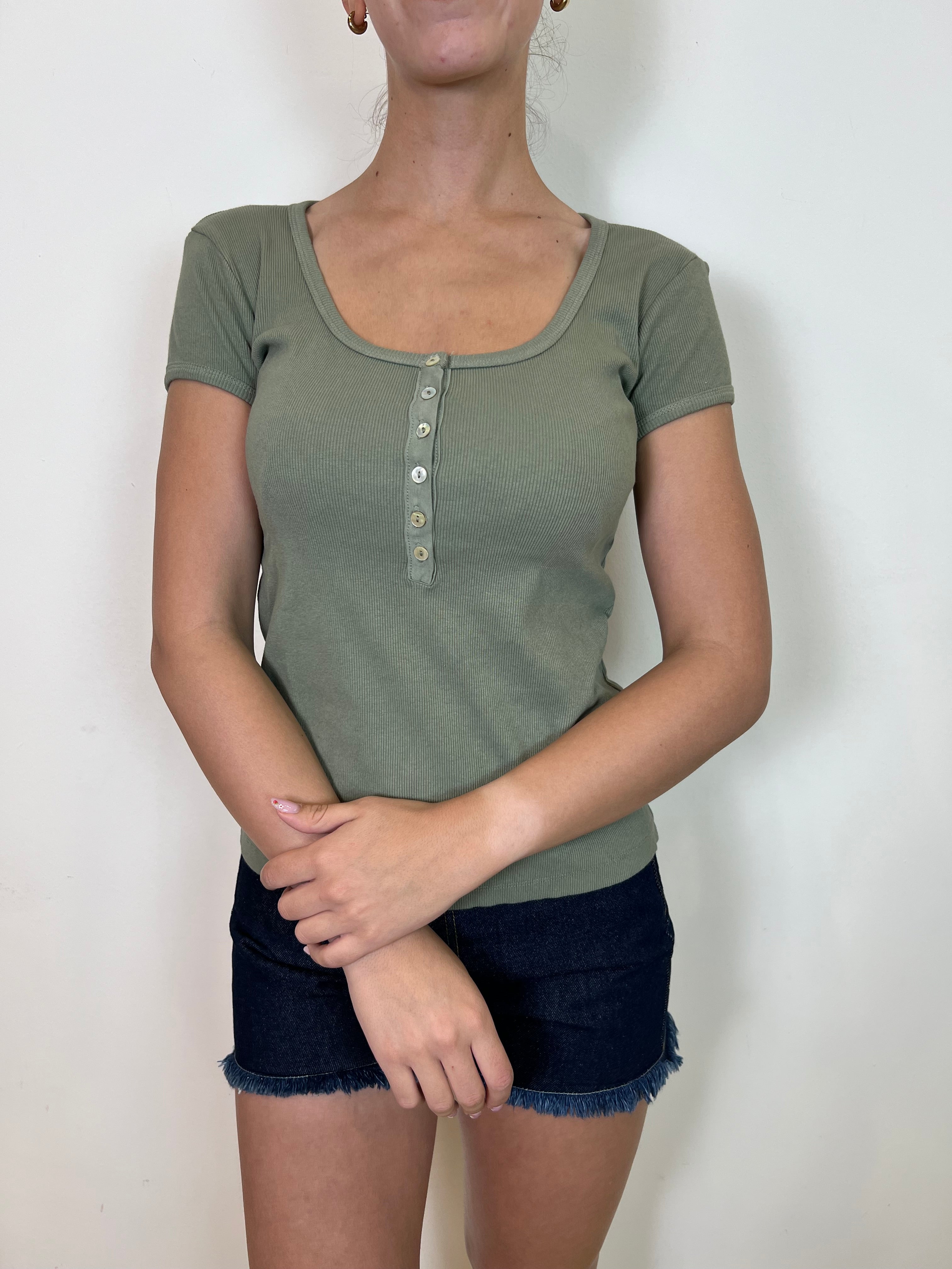 T-shirt costina serafino scollata - Tensione In