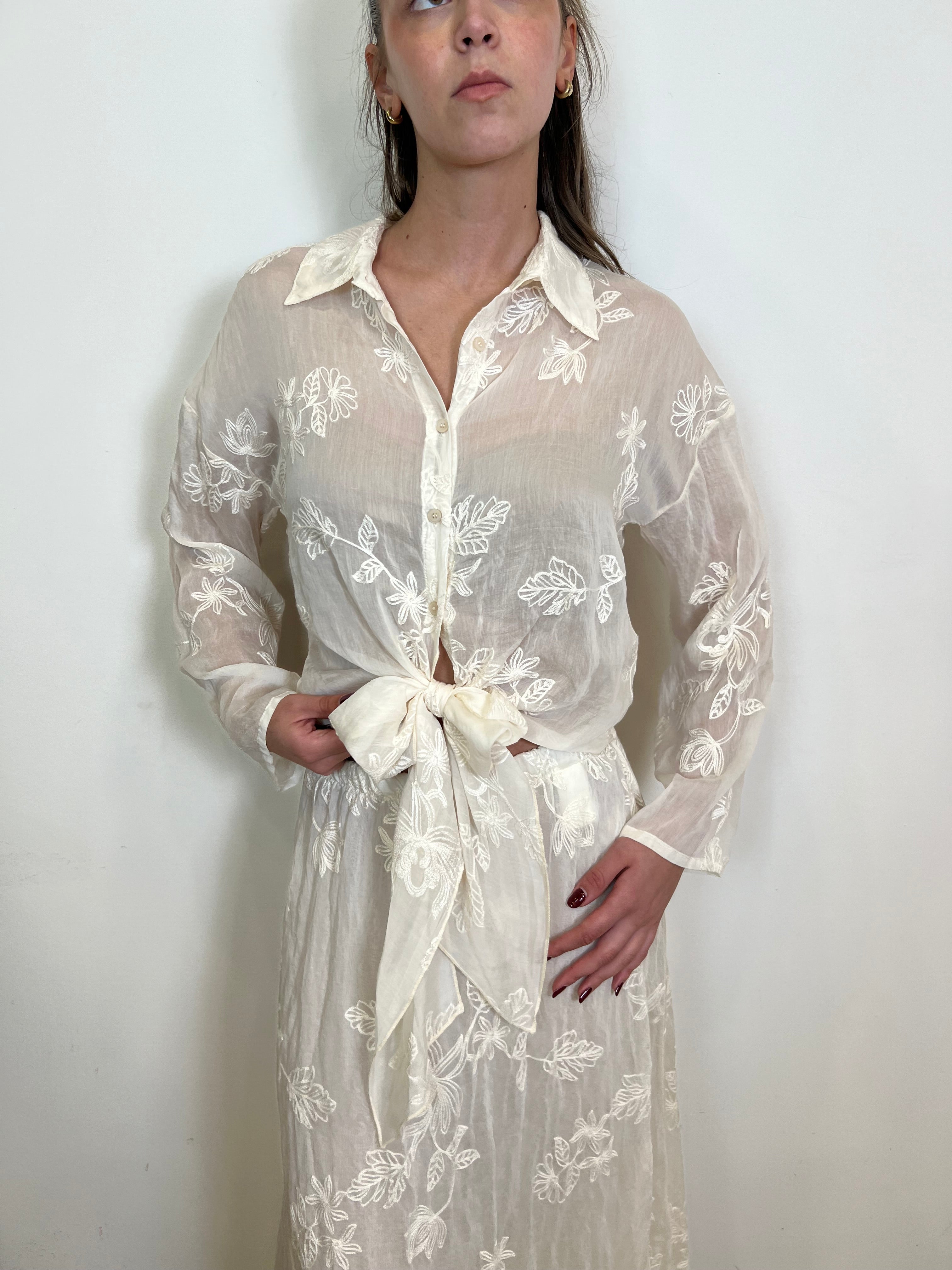 Camicia voile ricami - Haveone